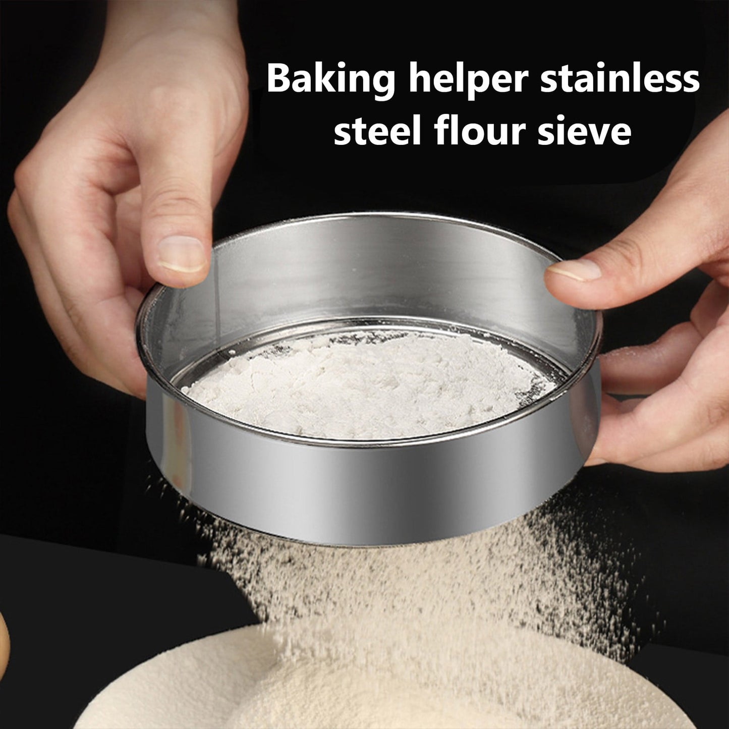Stainless Steel Flour Sieve Filter - Ultra Fine Baking Mesh Sifter for Powder, Cocoa - Ergonomic Handle, Easy Clean, Kitchen Tool, 200 Mesh