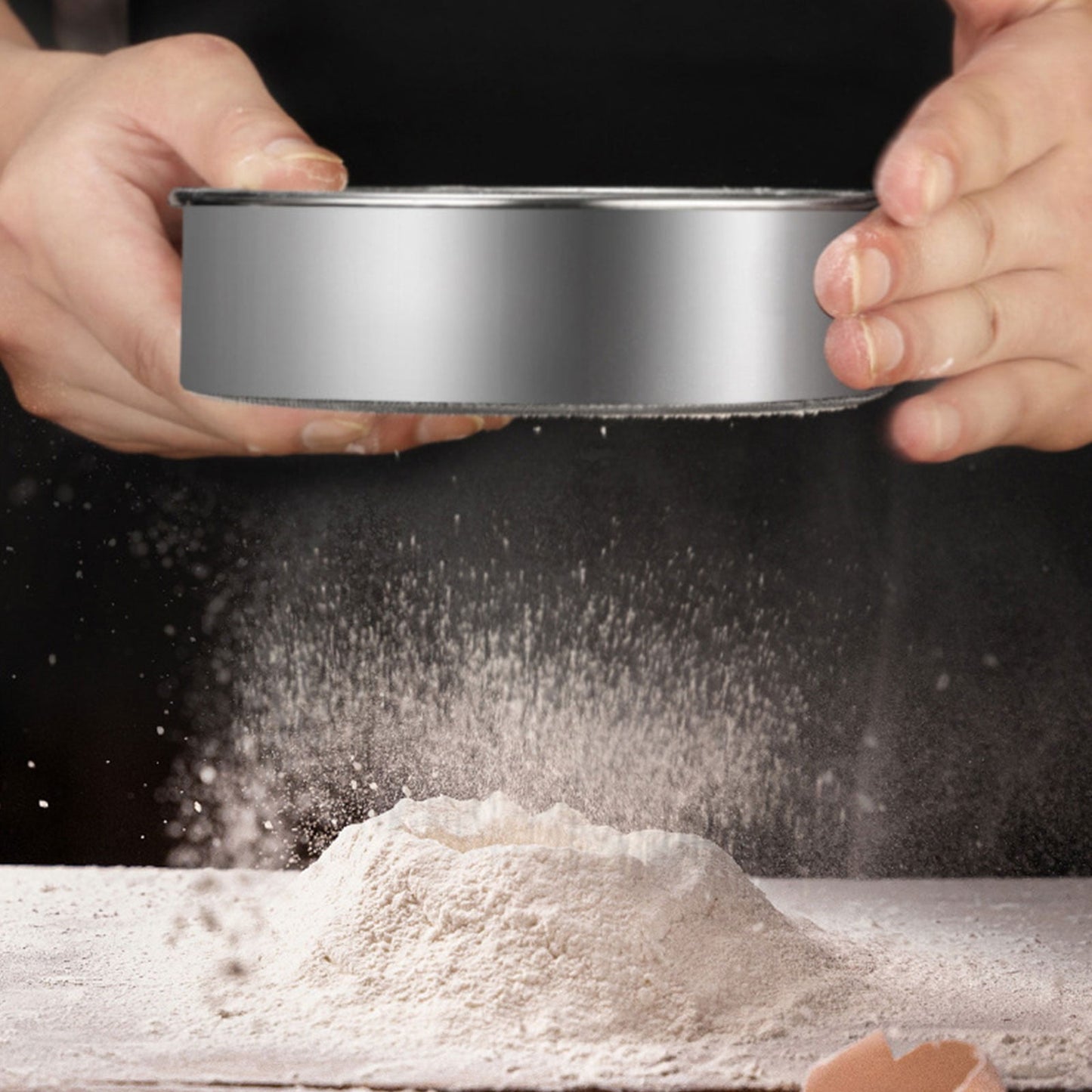 Stainless Steel Flour Sieve Filter - Ultra Fine Baking Mesh Sifter for Powder, Cocoa - Ergonomic Handle, Easy Clean, Kitchen Tool, 200 Mesh