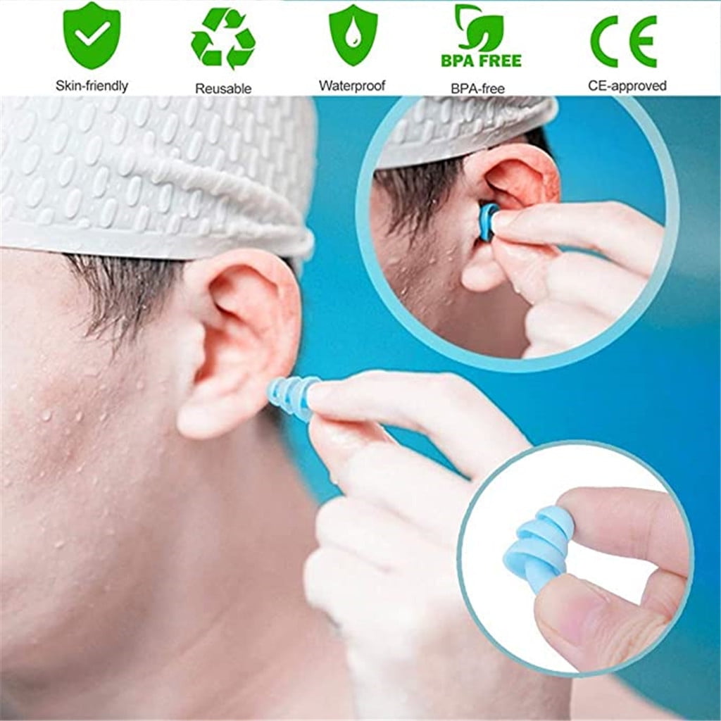 4 Pairs Swimming Ear Plugs for Adults Kids, Waterproof Silicone Surf Pool Diving Accessories Noise Reduction Soft Earplugs, 2025 Clearance Sale