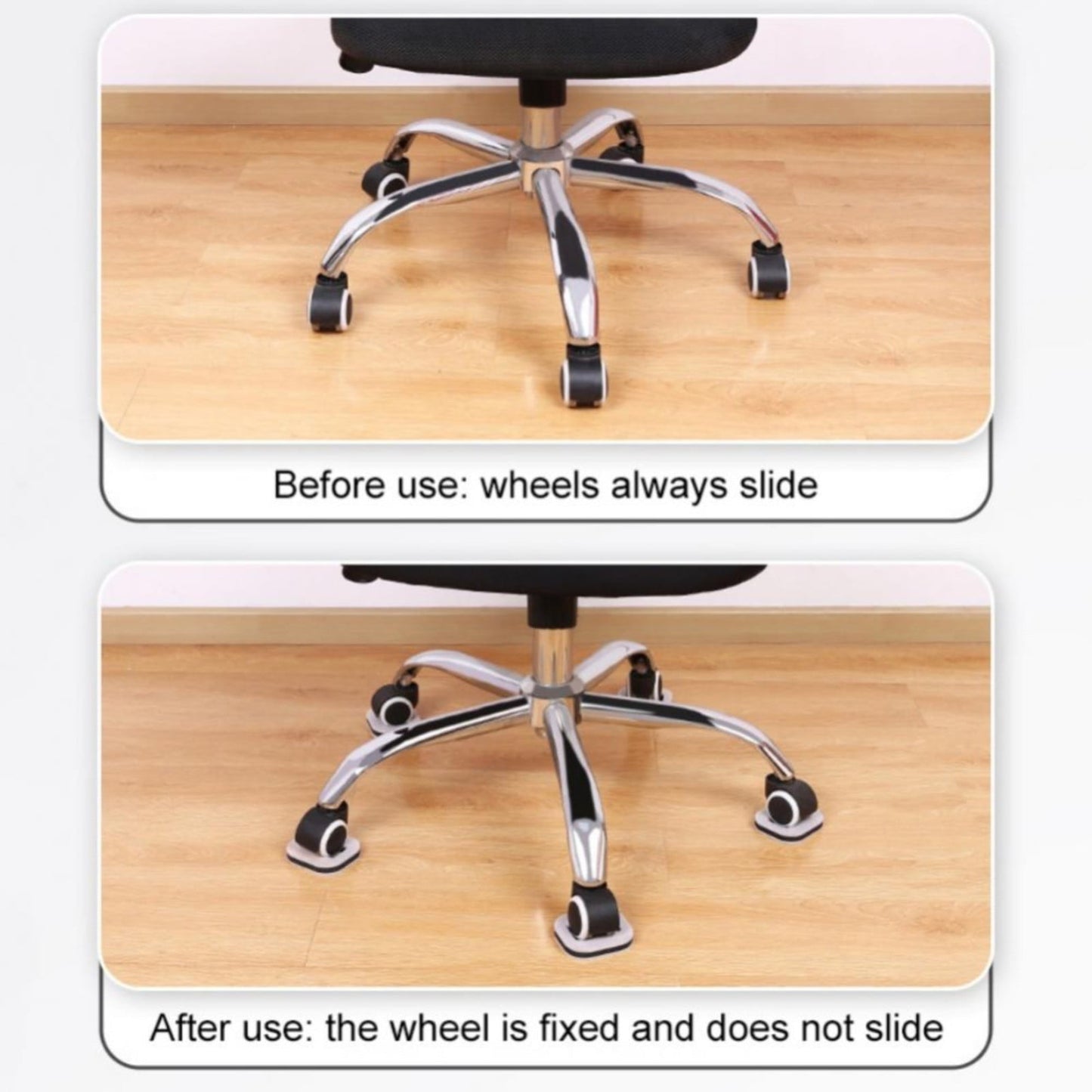 Furniture Caster Wheel Stoppers for Chairs,Prevent Sliding, Protect Hardwood Floors from Scratches,Chair Wheel Fixer, Furniture Caster Cups, Anti-Slip Furniture Pads, Hardwood Floor Protectors(B) A