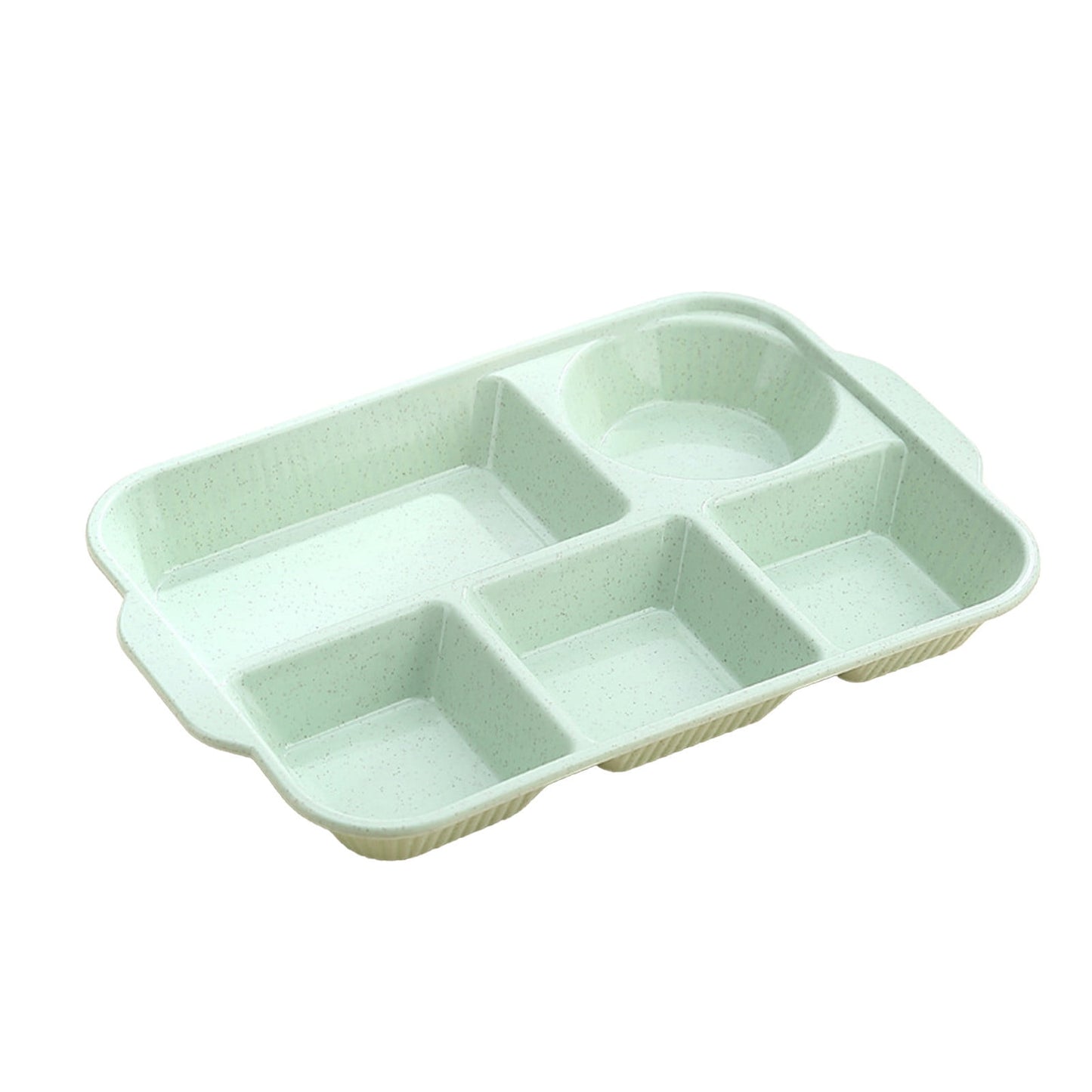 Unbreakable Divided Reusable Plastic Lunch Tray with 6 Compartments, Large Portion Control Plate for Adults, Microwave & Dishwasher Safe for Daily Meals Green