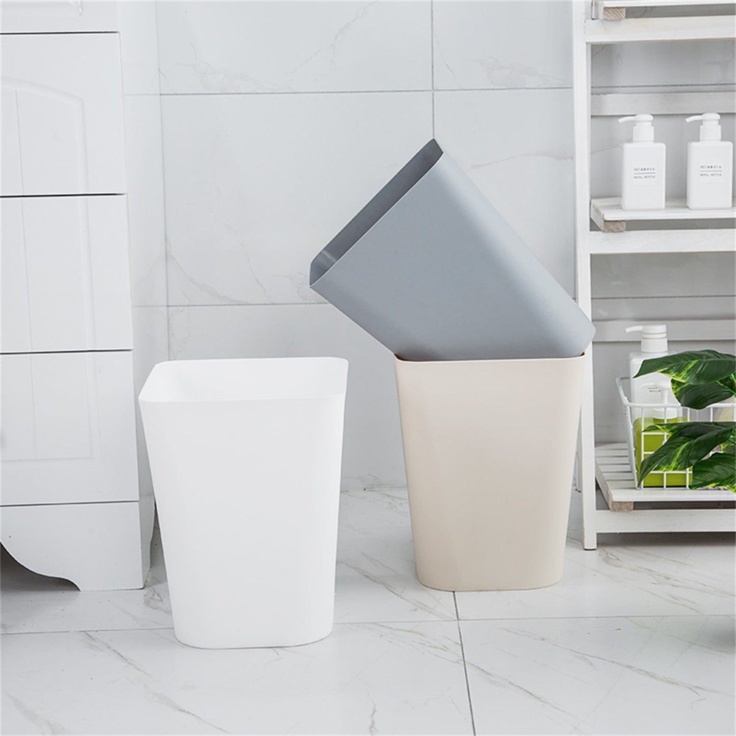 1.6 Gallon Small Trash Can, Heavy Duty Bathroom Wastebasket, Plastic Garbage Can for Kitchen Office Bathroom (White/1 Pcs) 7.48x9.13 7.48" x 9.13" Coffee