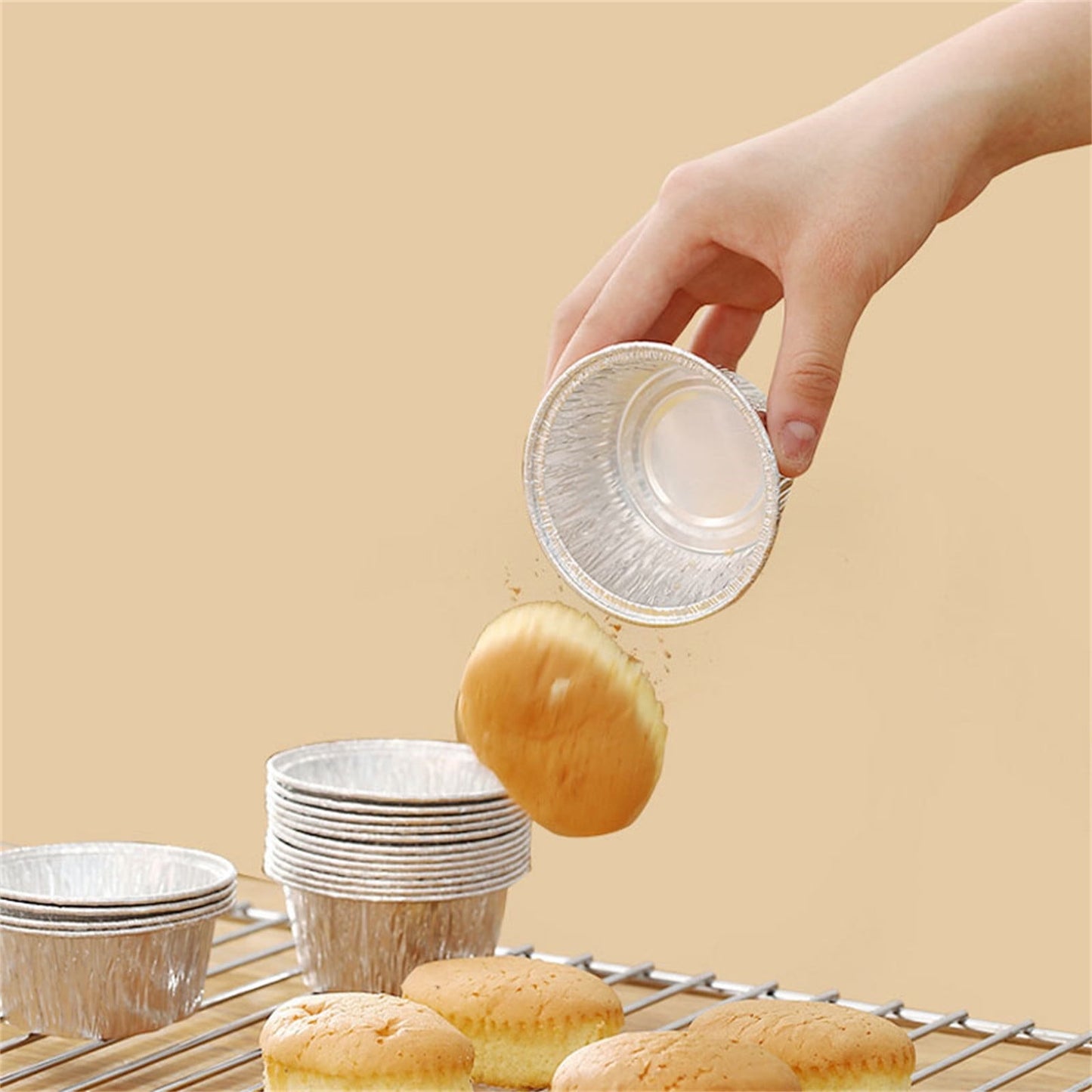 Aluminum Foil Pans 20pcs Disposable Baking Containers Heart Shape for Air Fryer Cupcake Muffins Oven Safe Non-Stick Small Round Foil Trays No Lids B