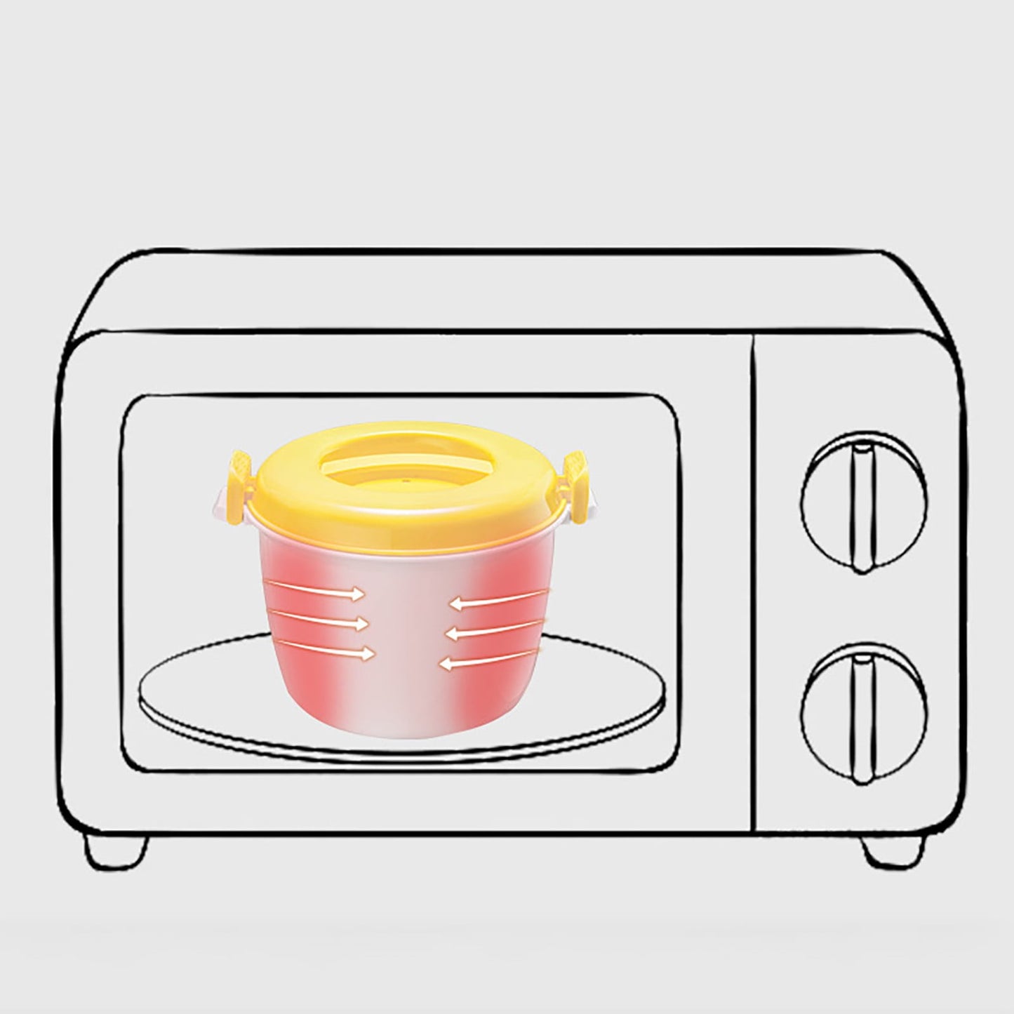 Microwave Rice Cooker, Microwavable Food Container, Convenient Cooker for Microwave, Plastic Micro Steamer Multifunctional Cookware for Rice, Pasta, Vegetables, Soups and More, 8.27x5.51 9.06" x 6.1" Yellow