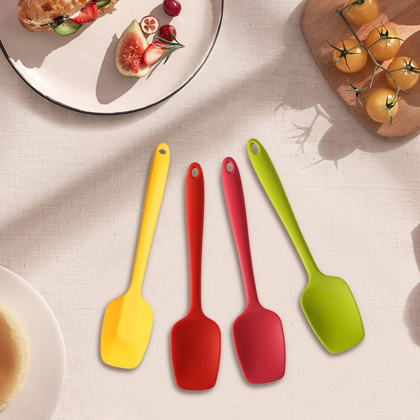 Heat Resistant Silicone Spoon Spatula, 600°F High Temp Flexible Cooking Spoons Kitchen Rubber Spoonula Scratch-Proof for Mixing Stirring Scraping Serving Non-Stick Cookware (4 Pcs) 1.77x8.26 1.77" x 8.26" Multicolor