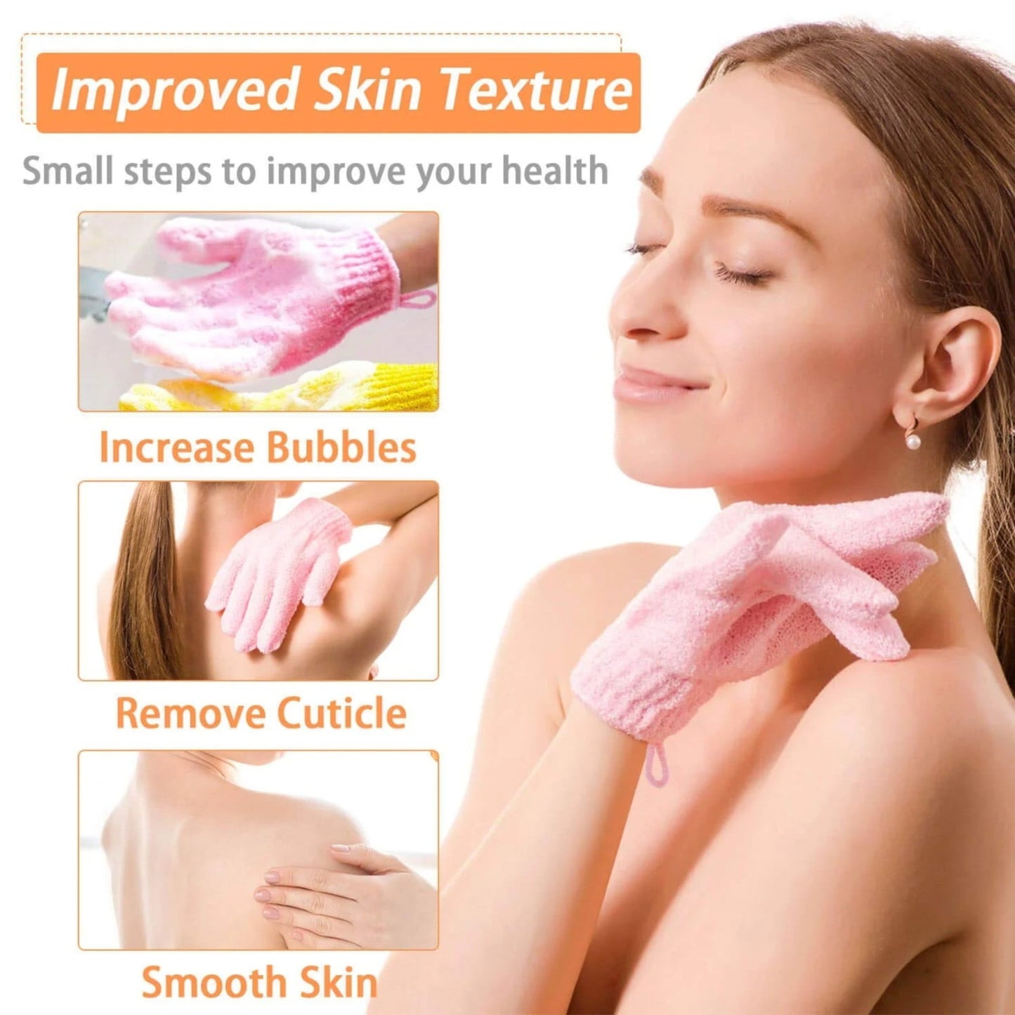 Exfoliating Gloves,1 Pair /2 Pcs, Skin Exfoliator for Body, Bath/Scrub Gloves, Shower Accessories for Women, Exfoliation Mitt, Green, 5.9x7.28 5.9" x 7.28" Hot Pink