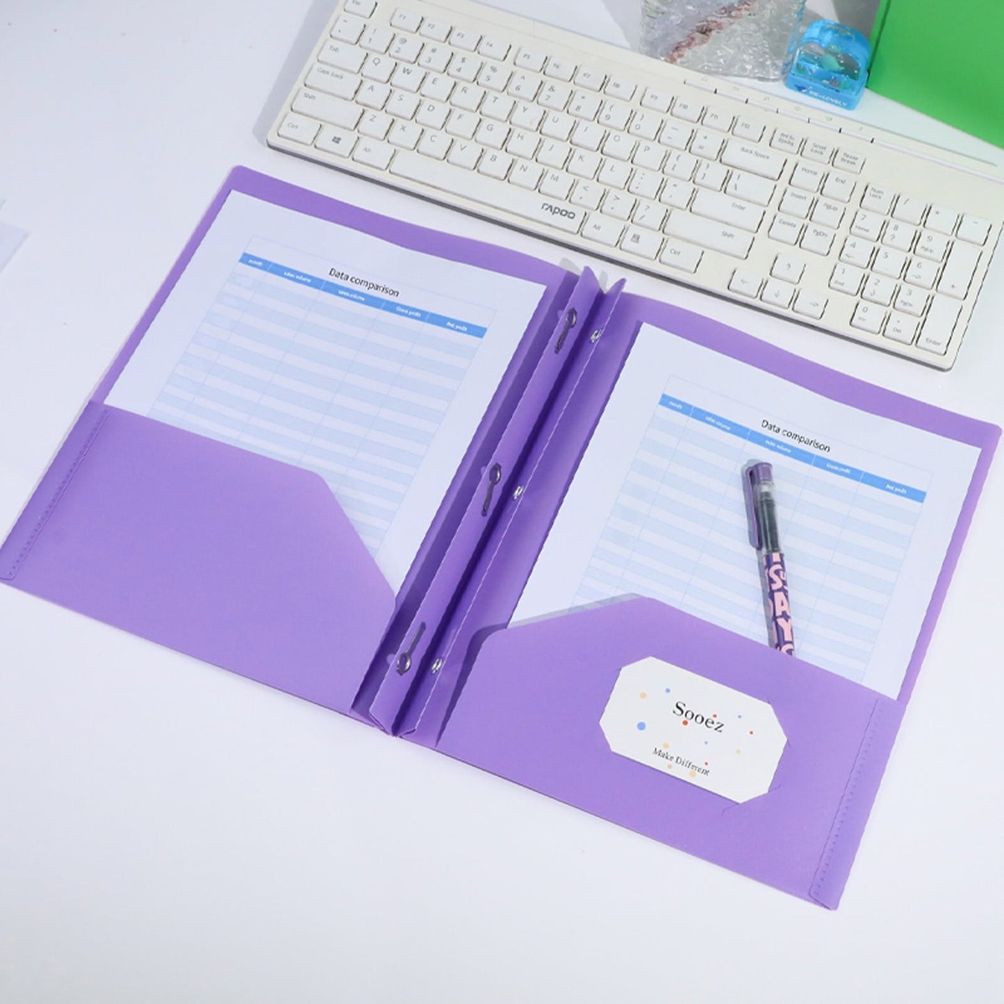 Plastic Folders with 2 Pockets and 3 Prongs, Heavy Duty Two Pocket Folder with Brads, 3 Prong Folders with Pockets for Letter Size Sheets, 9.5x11.5 9.5" x 11.5" Pink