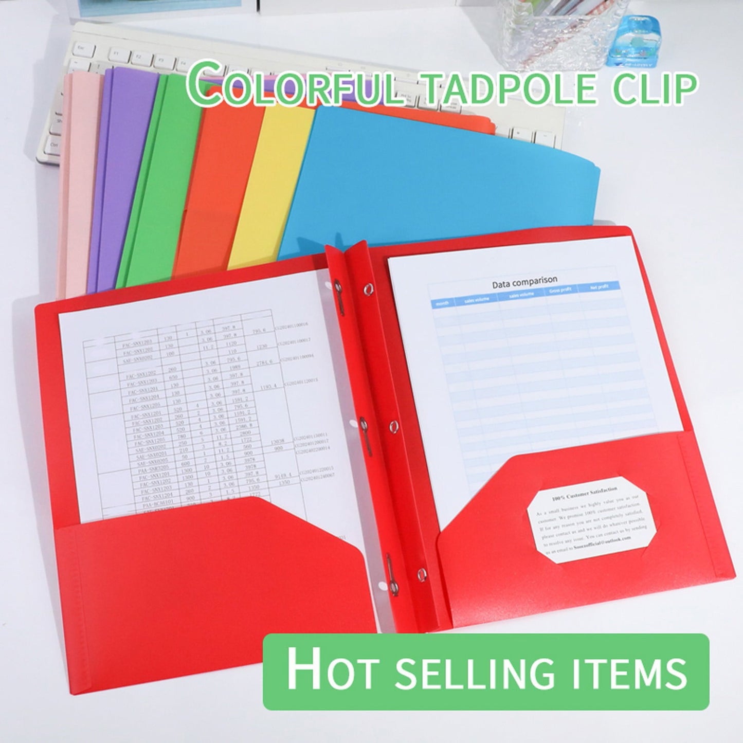 Plastic Folders with 2 Pockets and 3 Prongs, Heavy Duty Two Pocket Folder with Brads, 3 Prong Folders with Pockets for Letter Size Sheets, 9.5x11.5 9.5" x 11.5" Pink
