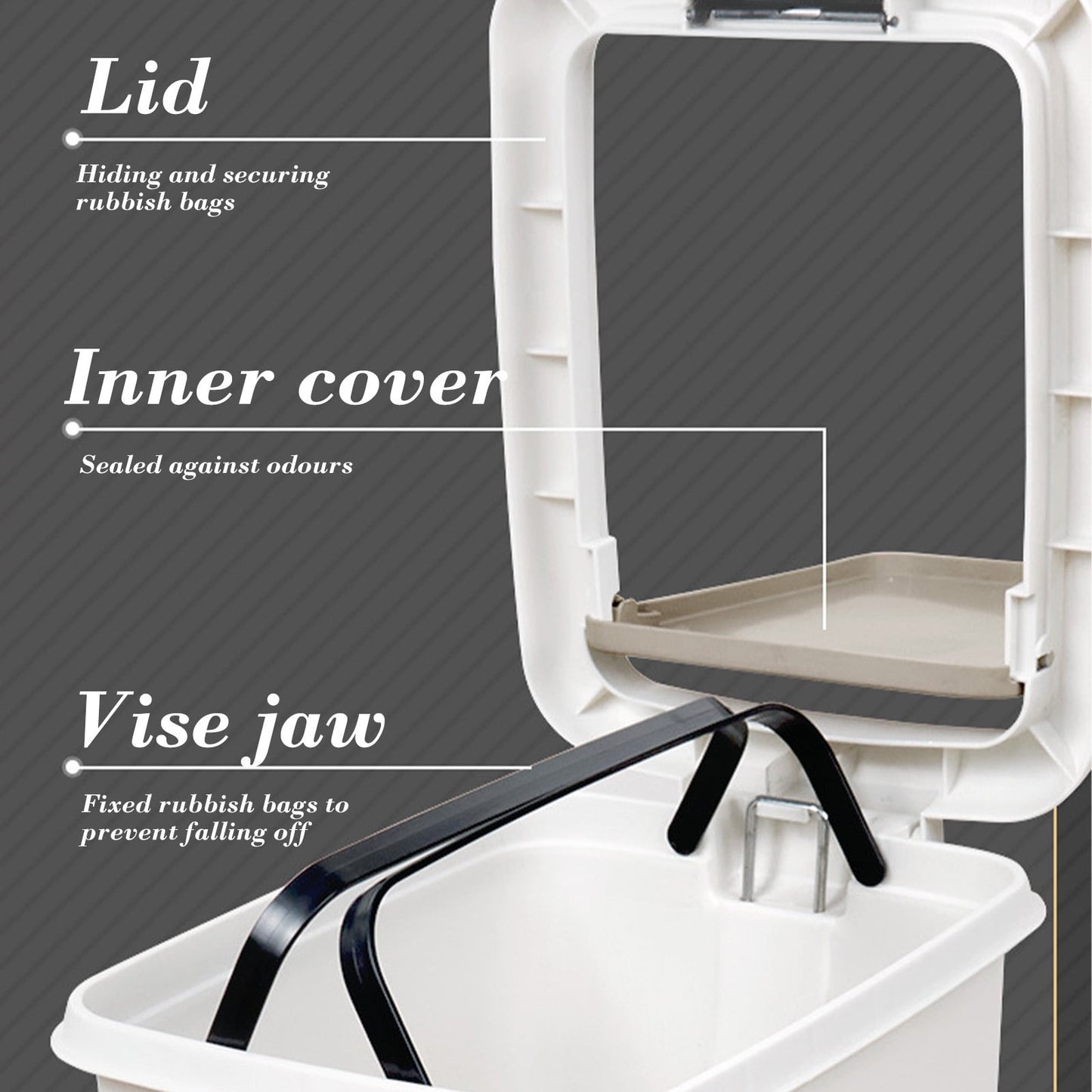 Step On Trash Can with Lid 8L Kitchen Bathroom Waste Bin Foot Pedal Stainless Steel Touchless Garbage Bin Odor Control (30x24x18cm), Up to 60% OFF