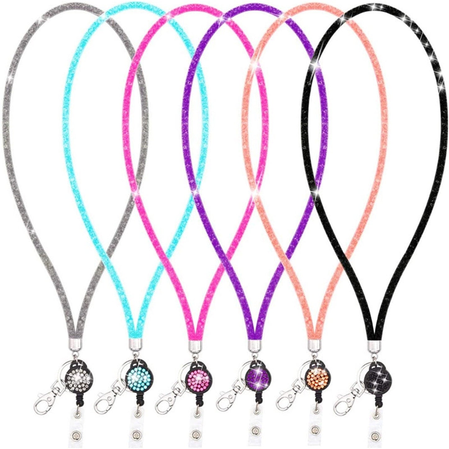 Retractable ID Badge Holder with Bling Neck Strap Lanyard, Heavy Duty Bling Badge Reel with Clear Card Holder for Office Worker Teacher Doctor (Sky Blue/1 Pcs) 3.54x2.64 3.54" x 2.64" Sky Blue