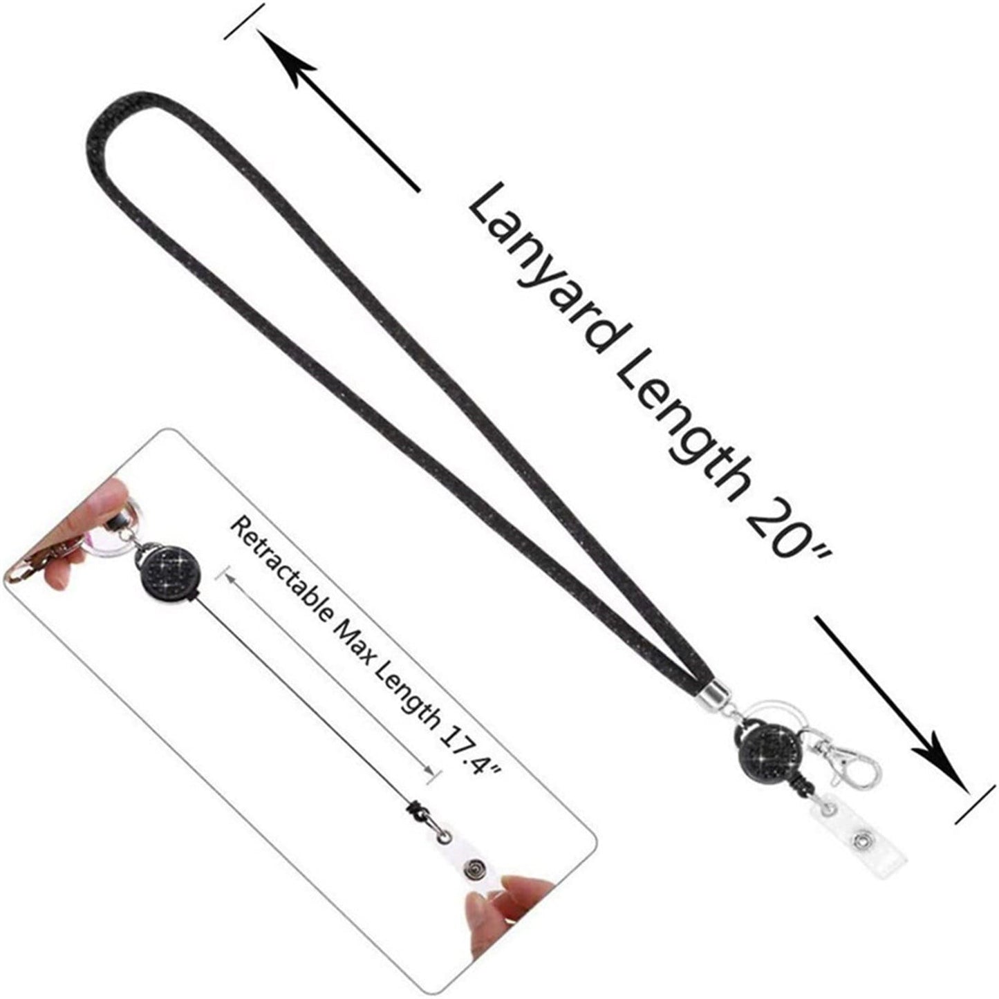Retractable ID Badge Holder with Bling Neck Strap Lanyard, Heavy Duty Bling Badge Reel with Clear Card Holder for Office Worker Teacher Doctor (Sky Blue/1 Pcs) 3.54x2.64 3.54" x 2.64" Sky Blue
