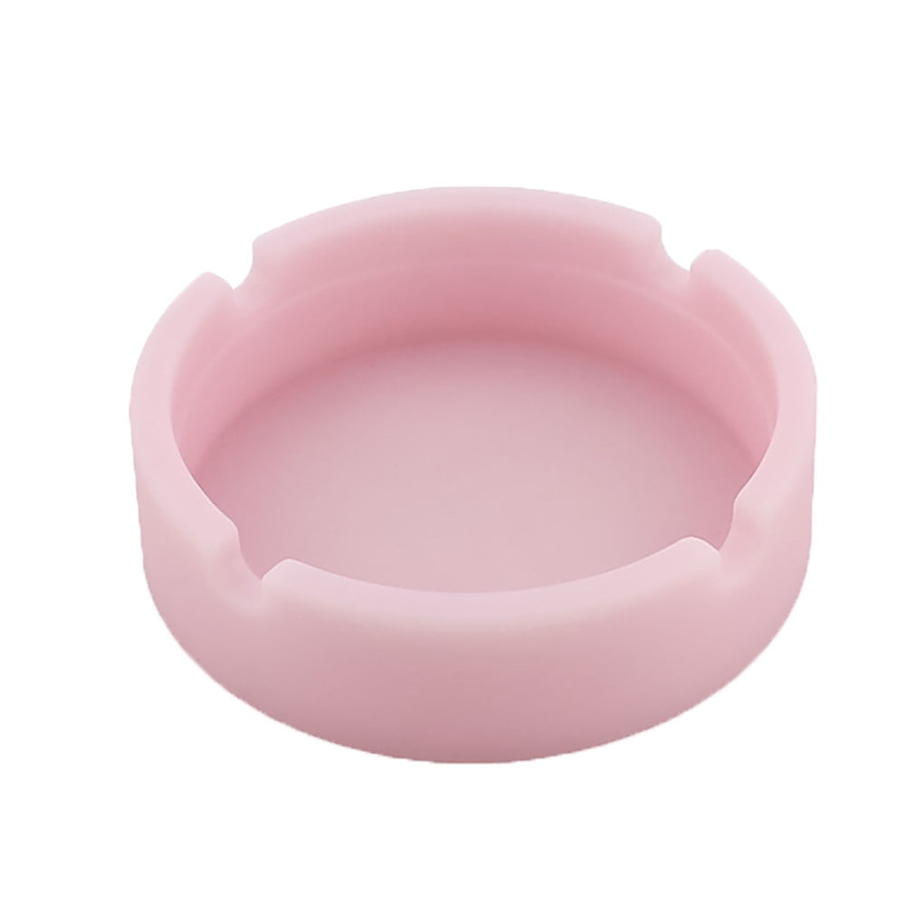 Glow in The Dark Silicone Ashtray Round Heat Resistant (230°C) - Portable Non-Slip Smoking Tray for Indoor Outdoor Use, Easy Clean 8.3x2.3cm, Pink