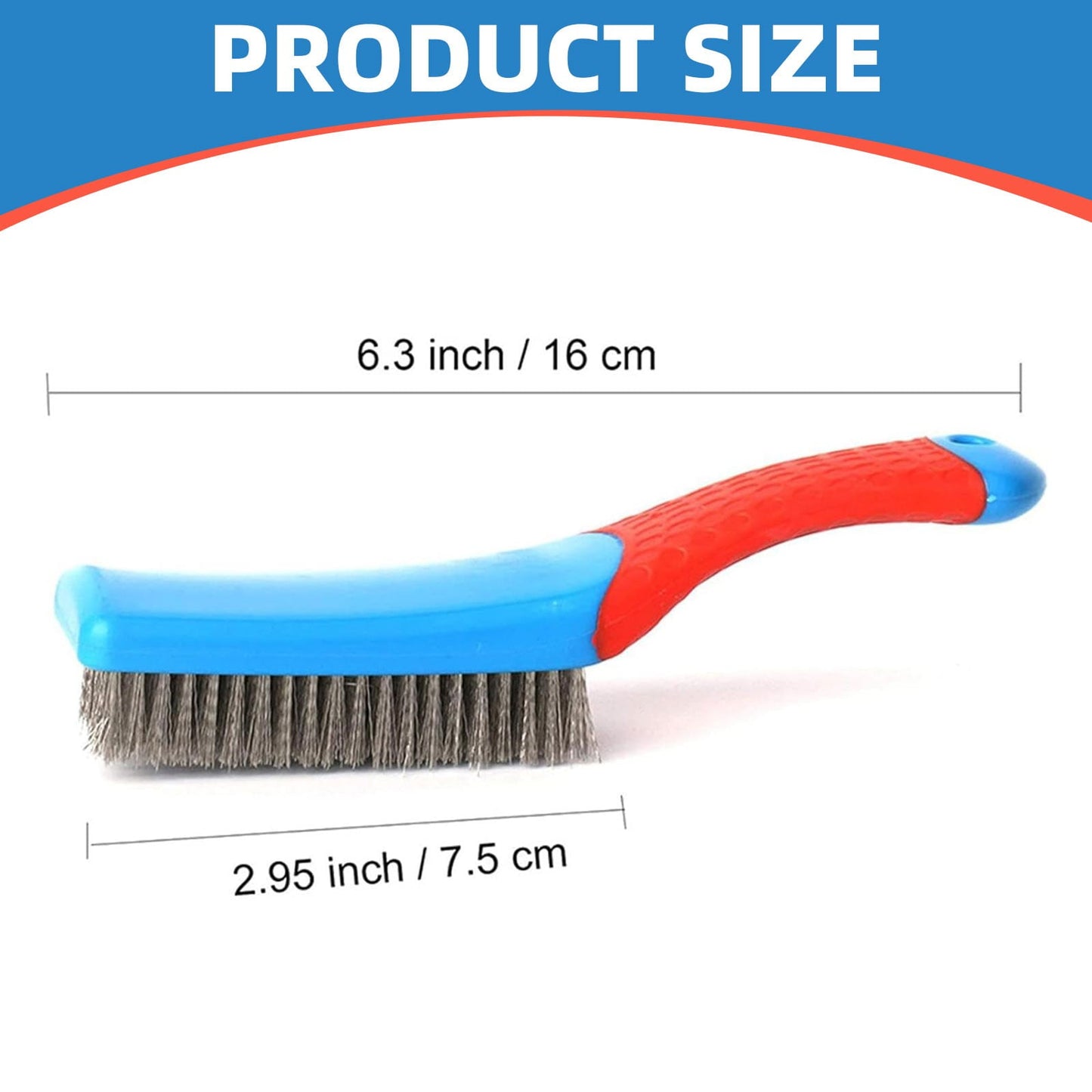 Wire Brushes for Rust Removal, Heavy Duty Stainless Steel Wire Metal Brush for Cleaning Concrete, Paint Remover for Concrete & Grill Rust Remover with Ergonomic Handle, 6.3Inches 6.3" Blue