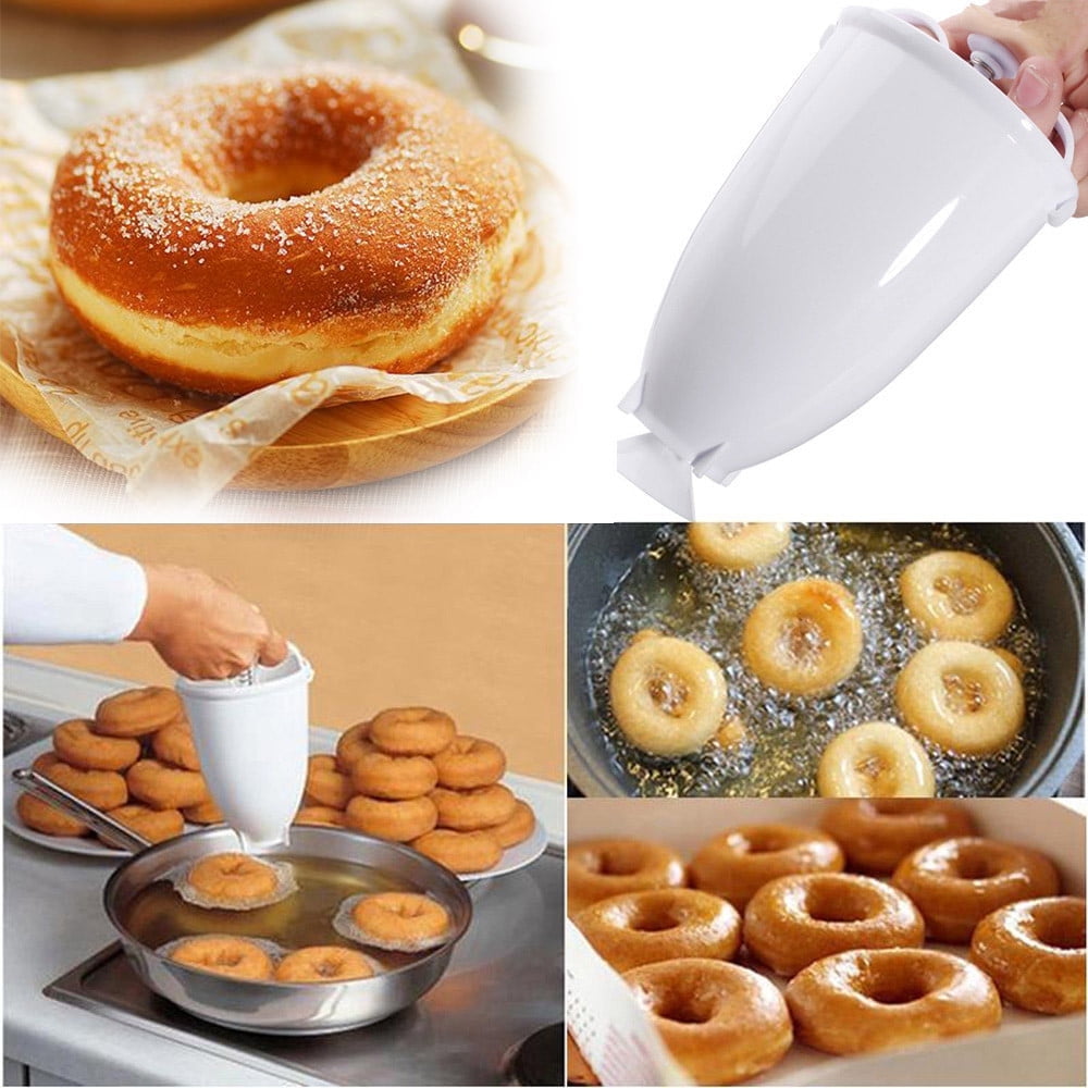 One hand Donut Maker, Manual Donut Maker, Plastic Doughnut Machine Mold, Biscuit Donut Maker, Donut-Depositor Made Waffle Dispenser Donut Kitchen Pastry Making Bake Ware Baking Tool, 3.54x.09' 3.54x.09" White