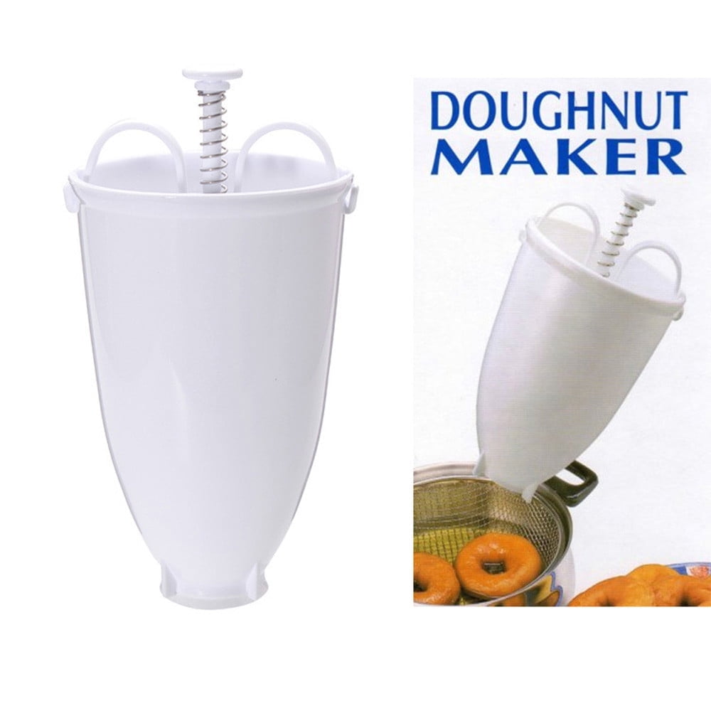 One hand Donut Maker, Manual Donut Maker, Plastic Doughnut Machine Mold, Biscuit Donut Maker, Donut-Depositor Made Waffle Dispenser Donut Kitchen Pastry Making Bake Ware Baking Tool, 3.54x.09' 3.54x.09" White