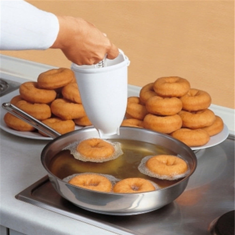 One hand Donut Maker, Manual Donut Maker, Plastic Doughnut Machine Mold, Biscuit Donut Maker, Donut-Depositor Made Waffle Dispenser Donut Kitchen Pastry Making Bake Ware Baking Tool, 3.54x.09' 3.54x.09" White