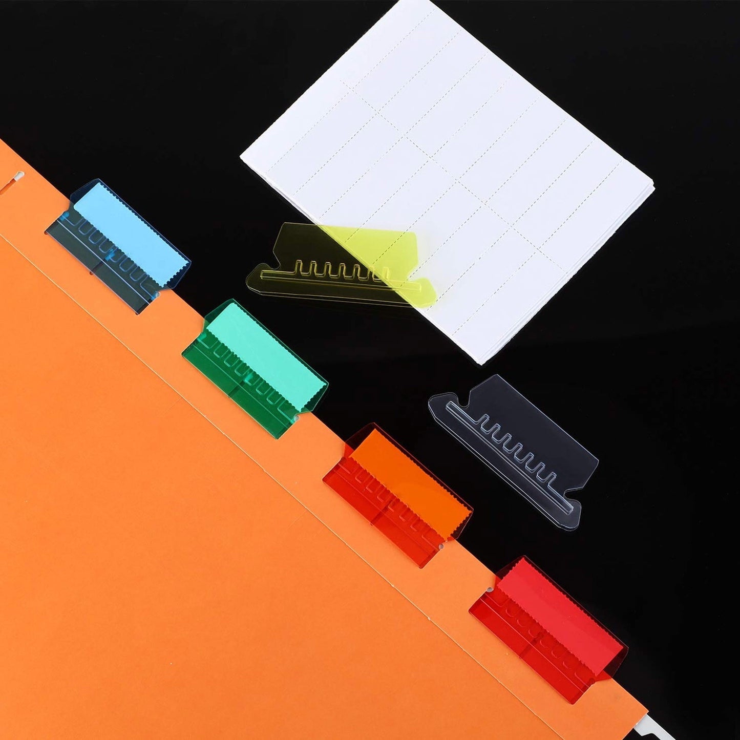 25Pieces 3 Inch Hanging File Folder Tabs and Inserts Large Clear Plastic Hanging Folder Tabs for Quick Identification,For Filing Cabinet Folders Labels Back to Supplies, 6 Colors (Yellow) Red