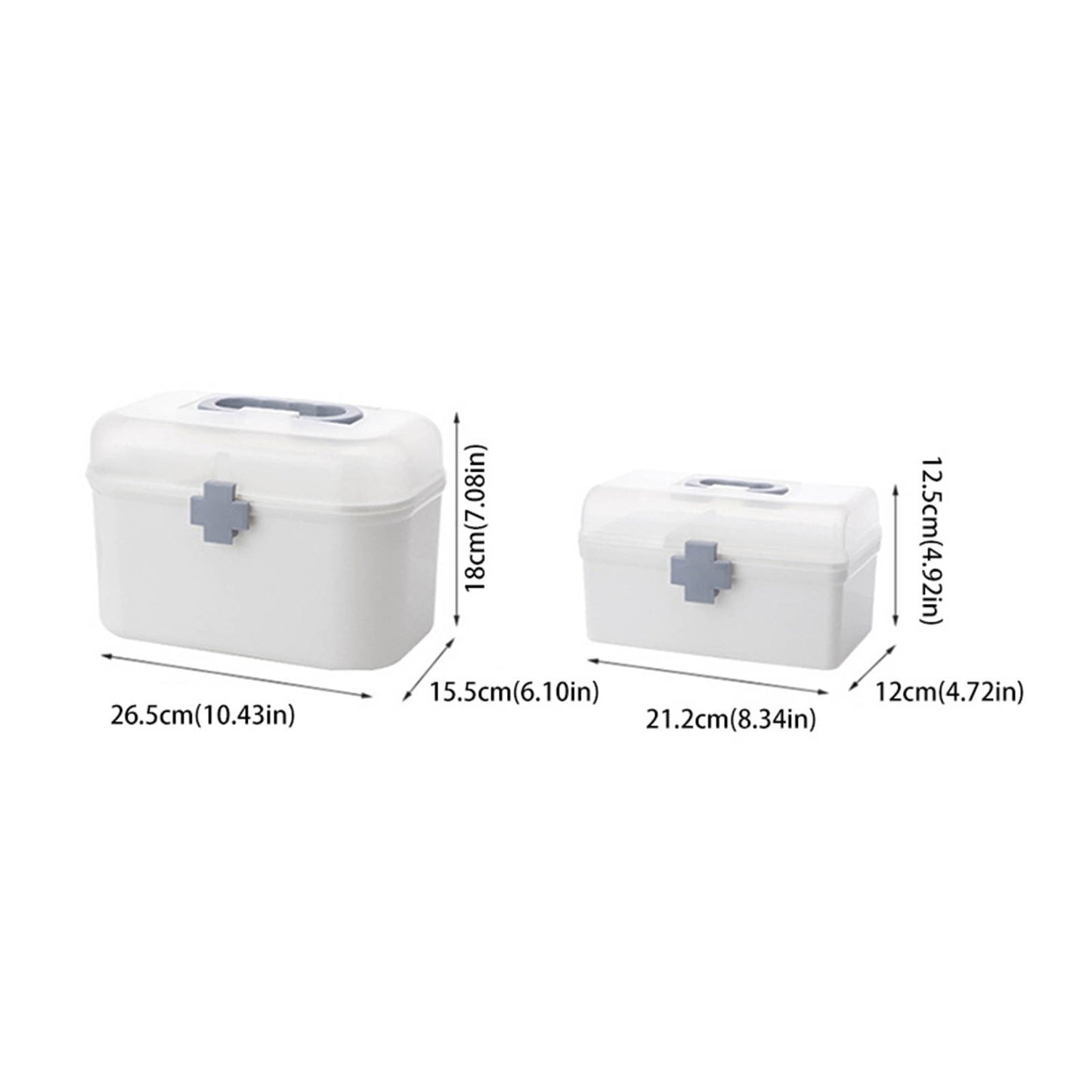 Plastic First Aid Storage Box, Container Bin with Removable Tray and Portable Handle, Family Emergency Medicine Kit Case Organizer, 8.34x4.72x4.92 8.34" x 4.72" x 4.92" White