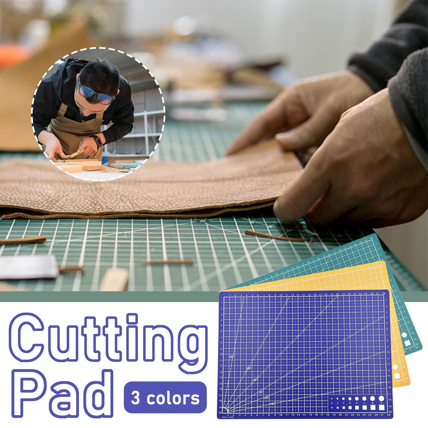 1 Pcs Self Healing Sewing Mat,21x14.5CM Rotary Cutting Mat Double Sided Craft Cutting Board for Sewing Crafts Hobby Fabric Precision Scrapbooking Project,Art Project,2 Colors(Blue) Blue(2pc)