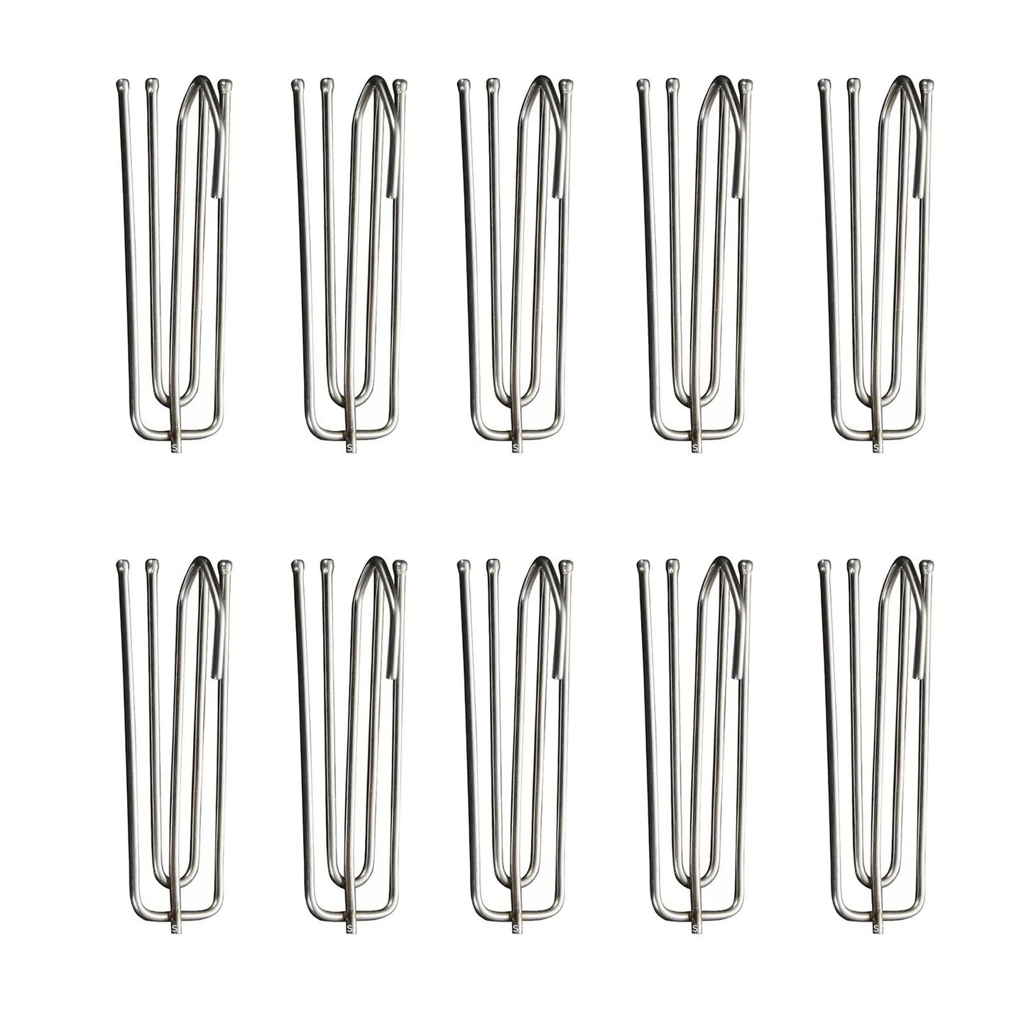 Stainless Steel Drapery Hook and Pin for Pleated Drapes,Heavy Duty 4 Prongs Pinch Pleat Clips Traverse Pleater 4 End Curtain Hangers for Window Door Bathroom Curtain, 10 Pcs, 2.76Inches 2.76" Silver