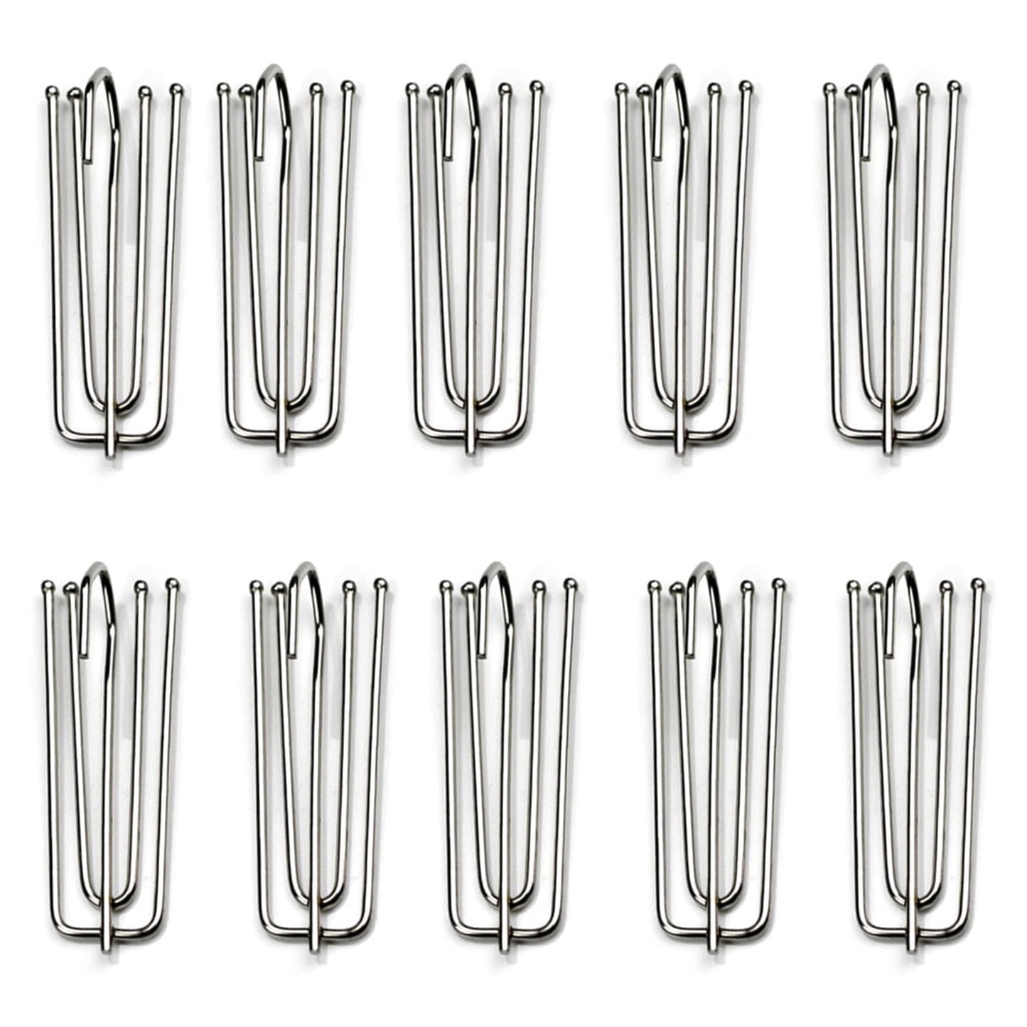 Stainless Steel Drapery Hook and Pin for Pleated Drapes,Heavy Duty 4 Prongs Pinch Pleat Clips Traverse Pleater 4 End Curtain Hangers for Window Door Bathroom Curtain, 10 Pcs, 2.76Inches 2.76" Silver