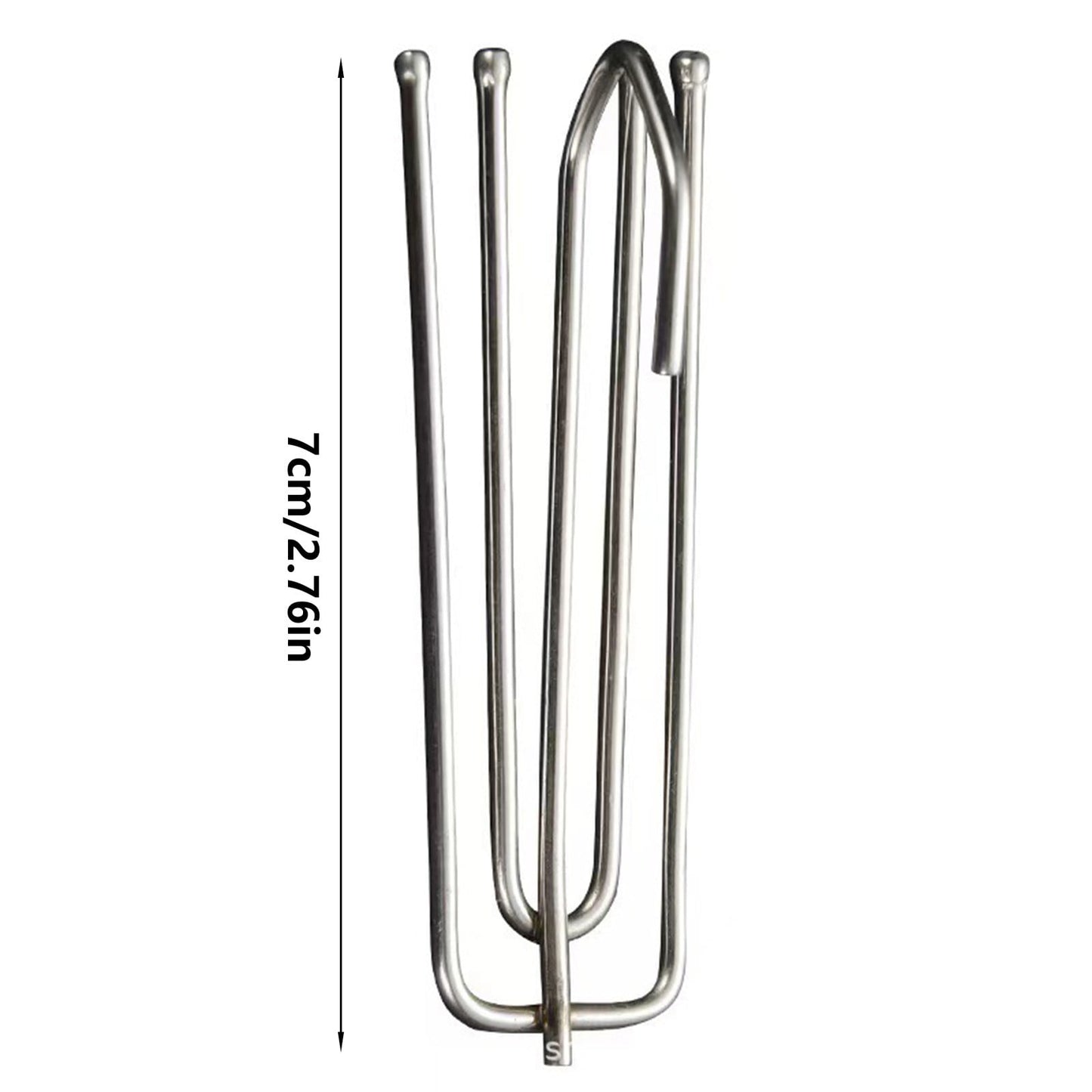 Stainless Steel Drapery Hook and Pin for Pleated Drapes,Heavy Duty 4 Prongs Pinch Pleat Clips Traverse Pleater 4 End Curtain Hangers for Window Door Bathroom Curtain, 10 Pcs, 2.76Inches 2.76" Silver