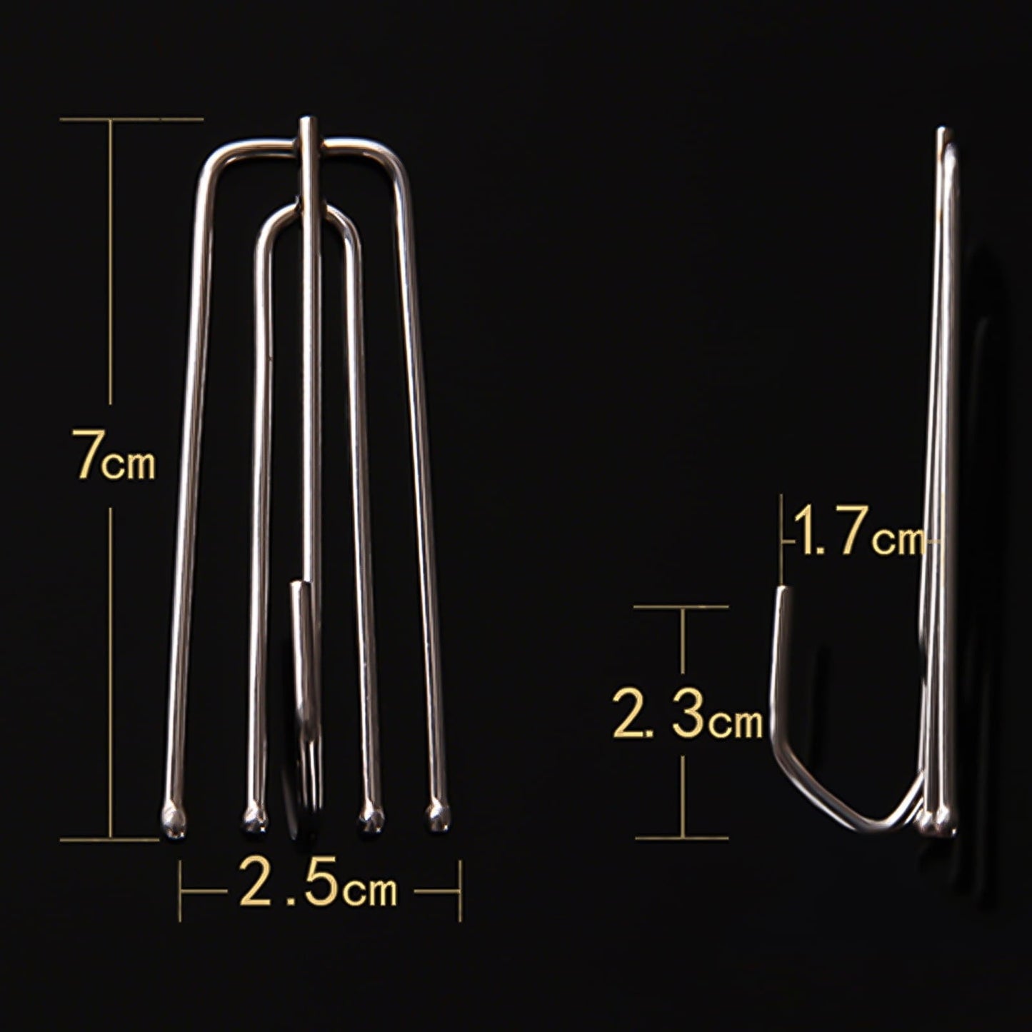 Stainless Steel Drapery Hook and Pin for Pleated Drapes,Heavy Duty 4 Prongs Pinch Pleat Clips Traverse Pleater 4 End Curtain Hangers for Window Door Bathroom Curtain, 10 Pcs, 2.76Inches 2.76" Silver