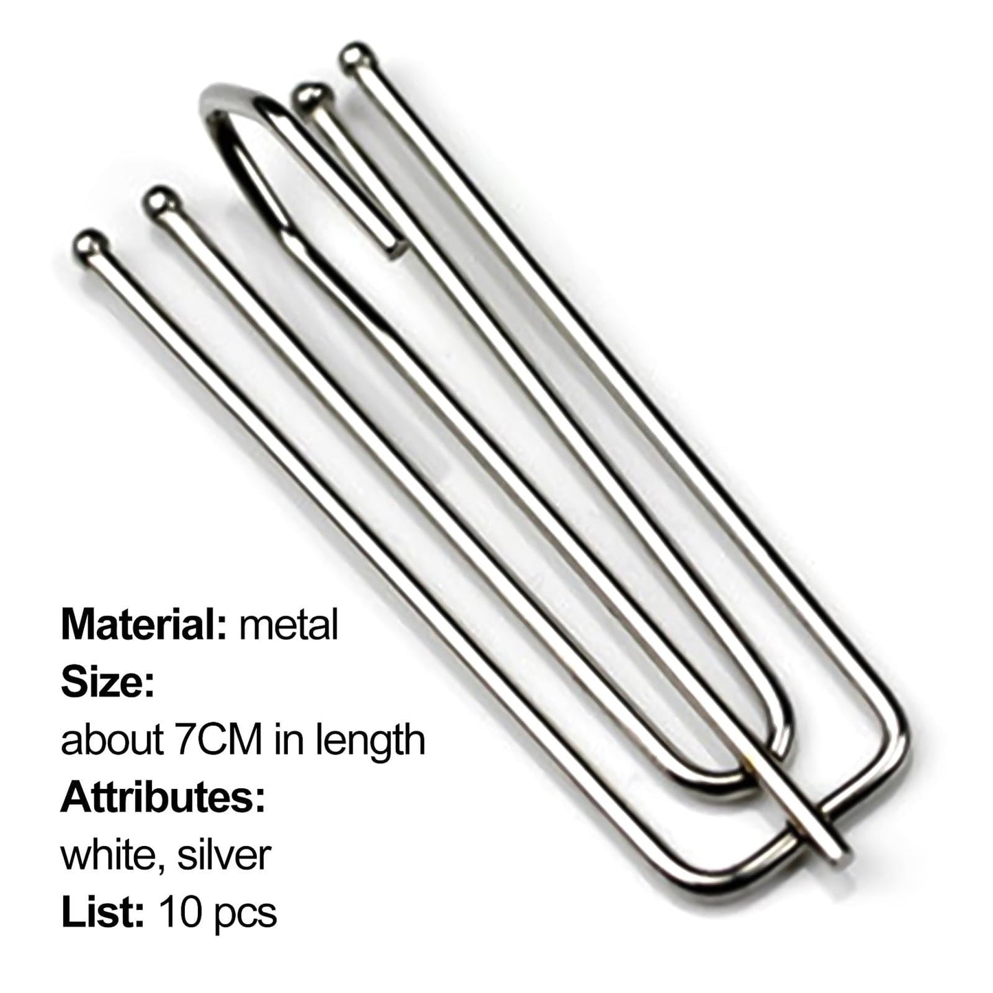 Stainless Steel Drapery Hook and Pin for Pleated Drapes,Heavy Duty 4 Prongs Pinch Pleat Clips Traverse Pleater 4 End Curtain Hangers for Window Door Bathroom Curtain, 10 Pcs, 2.76Inches 2.76" Silver