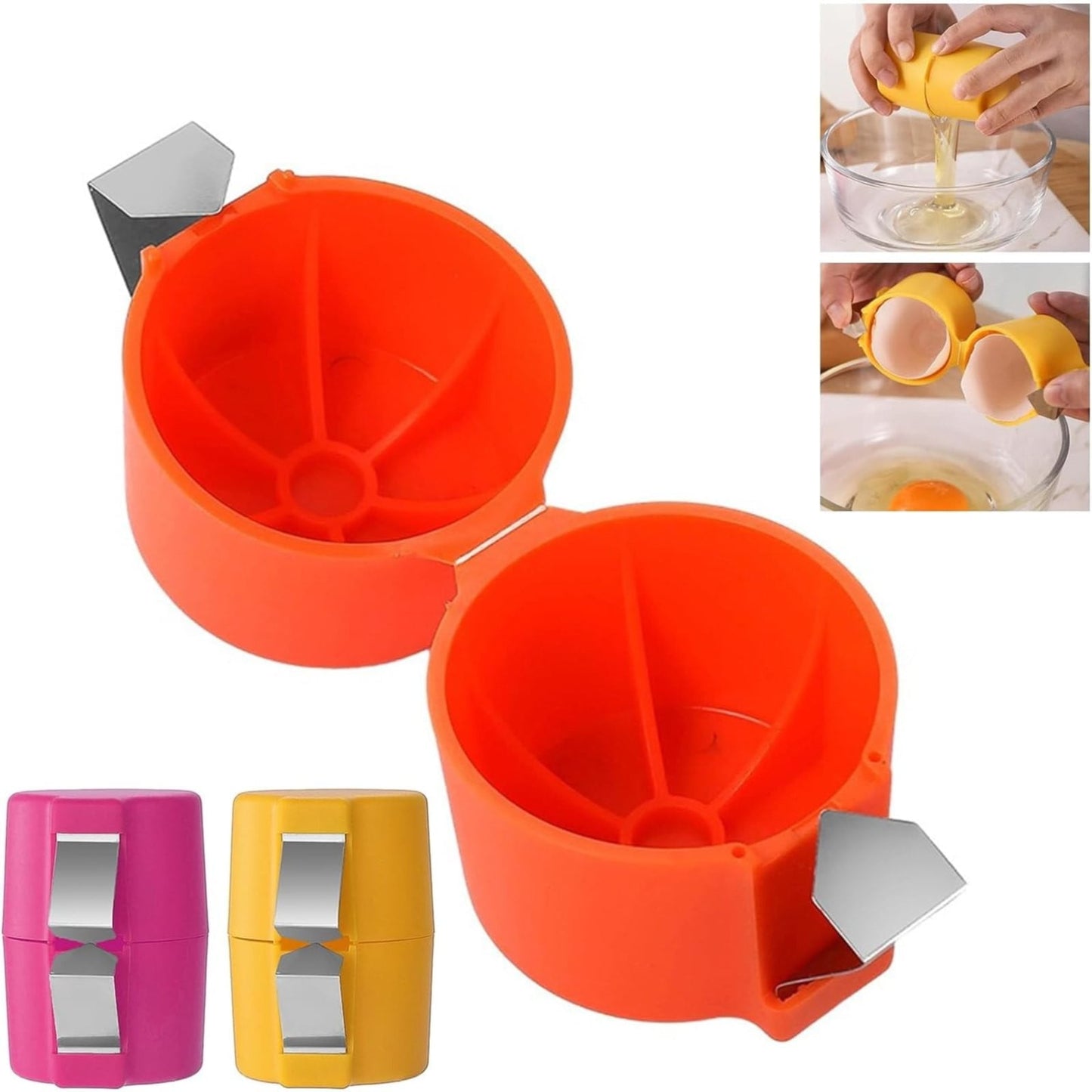 Egg Cracking Tool for Raw Eggs, Efficient Egg Shell Opener Handheld Egg Peeler Tool Egg Cracker Separator Multifunctional Egg Breaker for Cooking Camping Kitchen Gadgets, 2.55x2.83 2.55" x 2.83" Orange