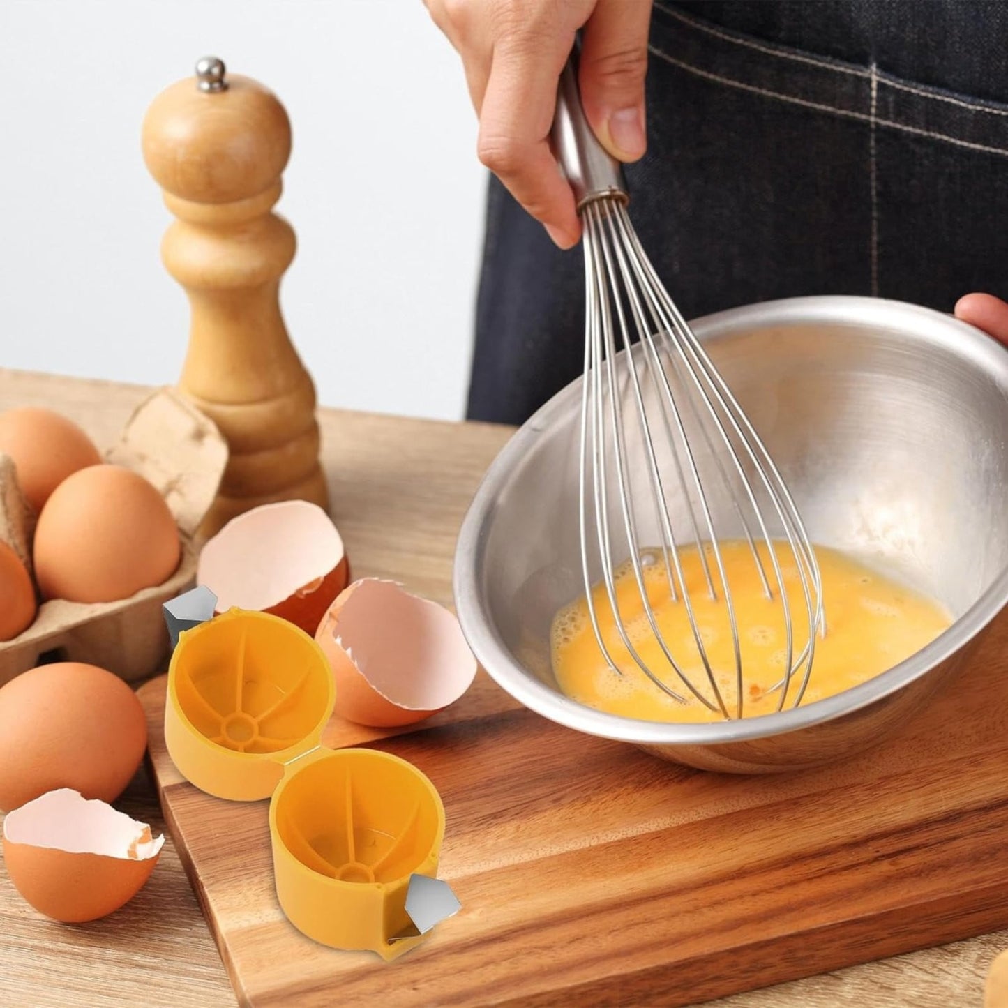 Egg Cracking Tool for Raw Eggs, Efficient Egg Shell Opener Handheld Egg Peeler Tool Egg Cracker Separator Multifunctional Egg Breaker for Cooking Camping Kitchen Gadgets, 2.55x2.83 2.55" x 2.83" as the picture shows