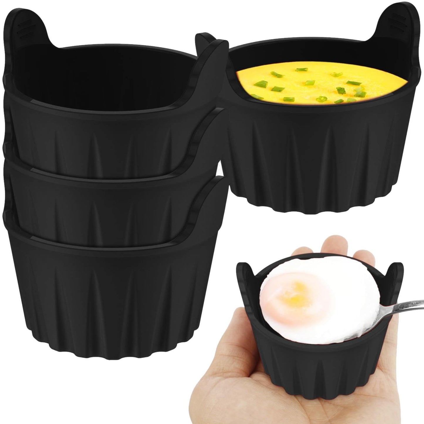 Air Fryer Baking Cups, Suitable for Microwave and Oven, Silicone Baking Ramekins for Muffins, Puddings, Eggs and Cupcakes, Silicone Muffin Cups for Air Fryer (Black/1 Pcs) 2.36x2.95 2.36" x 2.95" Black