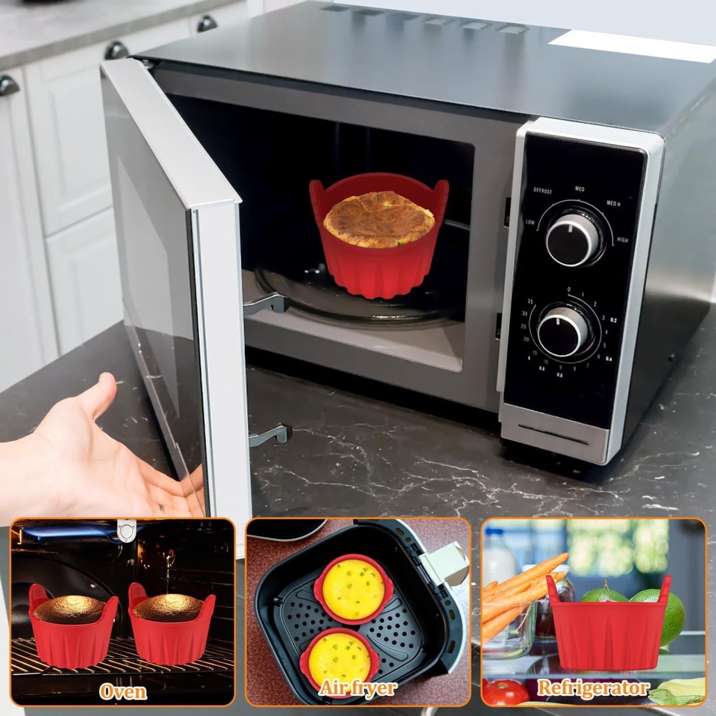 Air Fryer Baking Cups, Suitable for Microwave and Oven, Silicone Baking Ramekins for Muffins, Puddings, Eggs and Cupcakes, Silicone Muffin Cups for Air Fryer (Black/1 Pcs) 2.36x2.95 2.36" x 2.95" Black