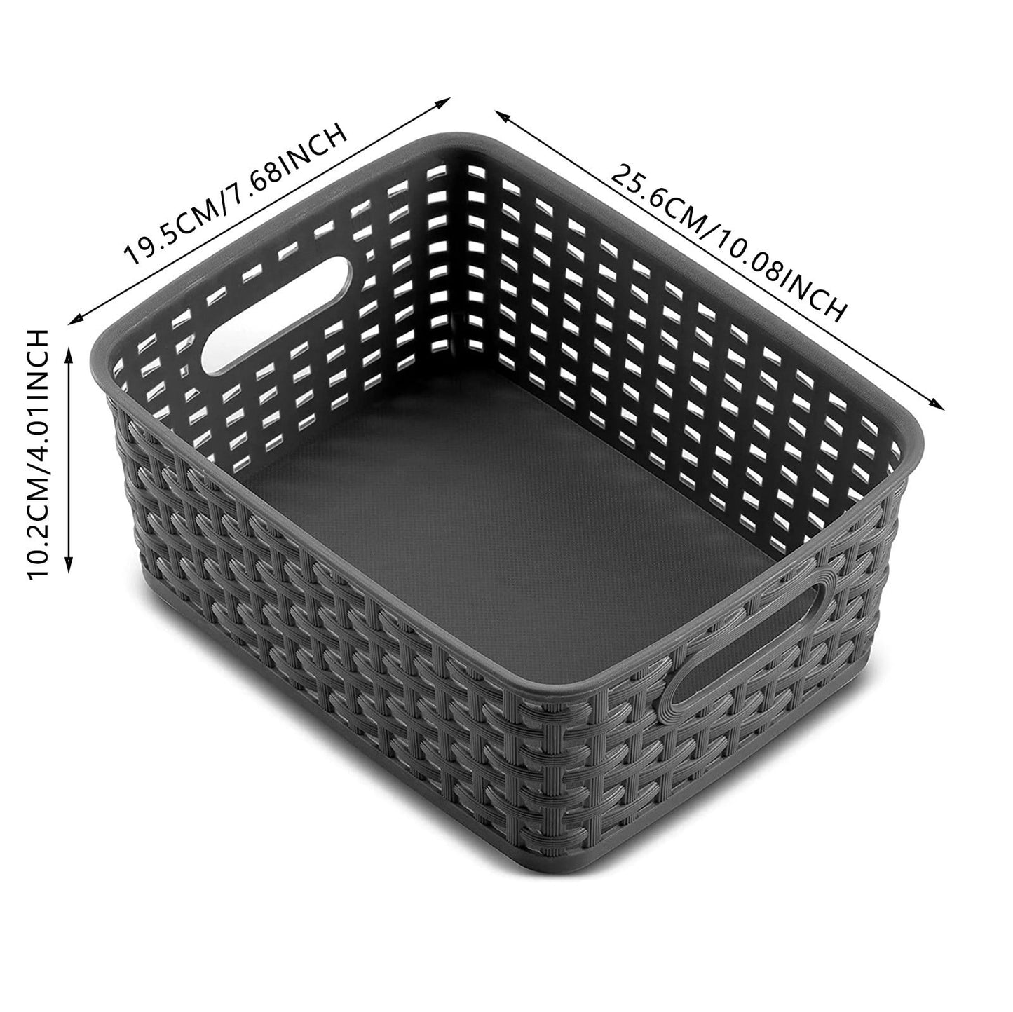 Plastic Storage Baskets, Heavy Duty Storage Bin, Durable, Easy to Use, Flexible, Multi-Purpose, Ideal for Closets, Cabinets, Shelves, Countertops, Bathroom (Black/1 Pcs) 10.08x7.68x4.01 10.08" x 7.68" x 4.01" Black