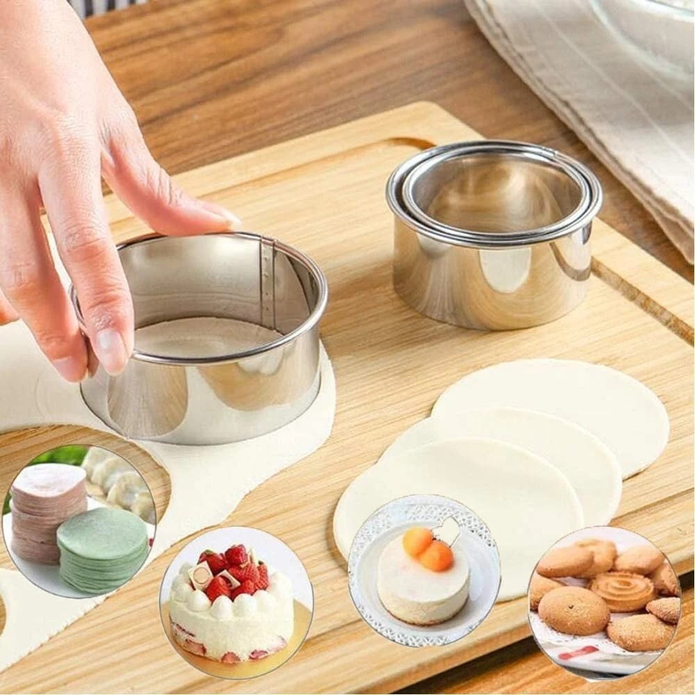 Biscuit Cookie Cutters Set, Stainless Steel Circle Round Cookie Biscuit Cutters in Graduated Sizes Shape Molds for Pastries Doughs Doughnuts, 5 Pieces Multisize Silver