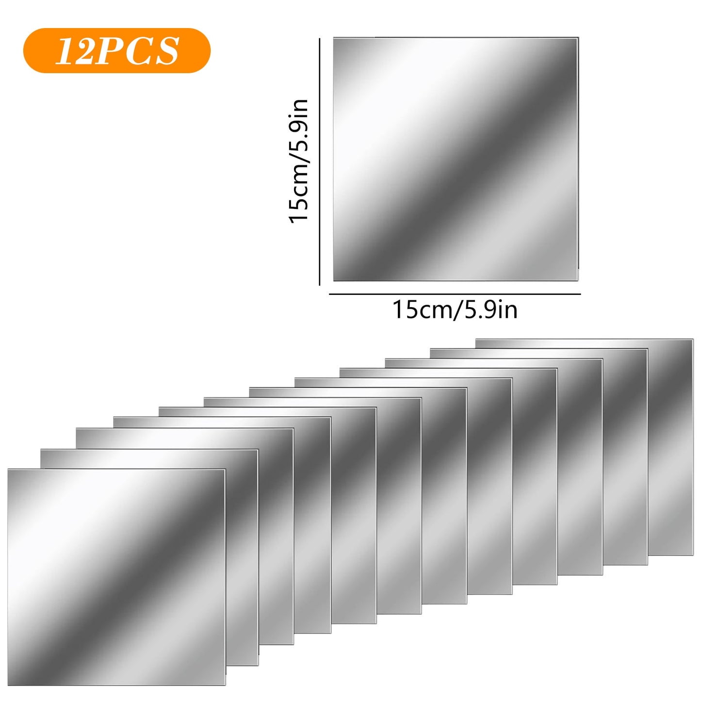 12-Pack Acrylic Flexible Mirror Stickers Set - 6x6 Inch Self-Adhesive Safe Non-Glass Tiles For Living Rooms,Changing Rooms & Diy Decor