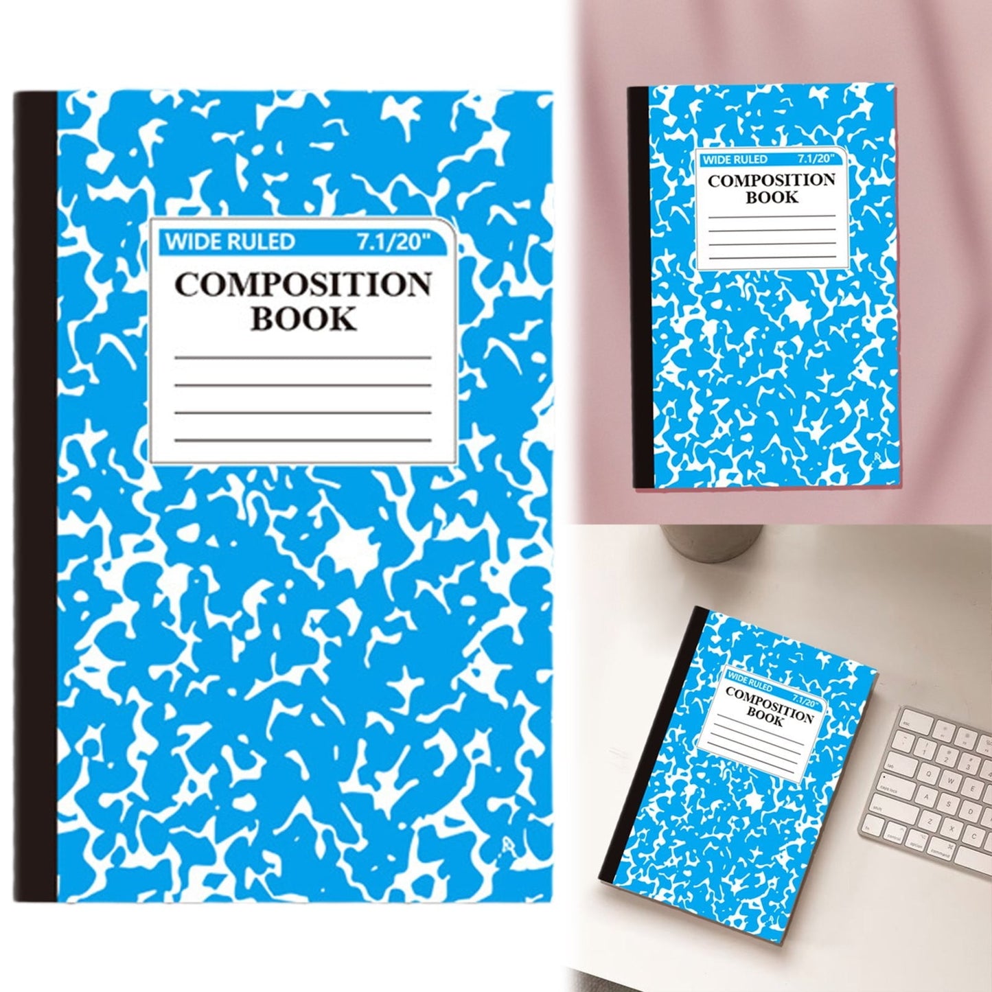 1 Pcs 8 Pastel Colors Office Ruled Composition Books,Composition Notebook, Marble Cover Notepad Lined Cute Journal Notebooks for Office Supplies Notes Taking Writing, 5.5 X 8.27 in(Hot Pink) Blue