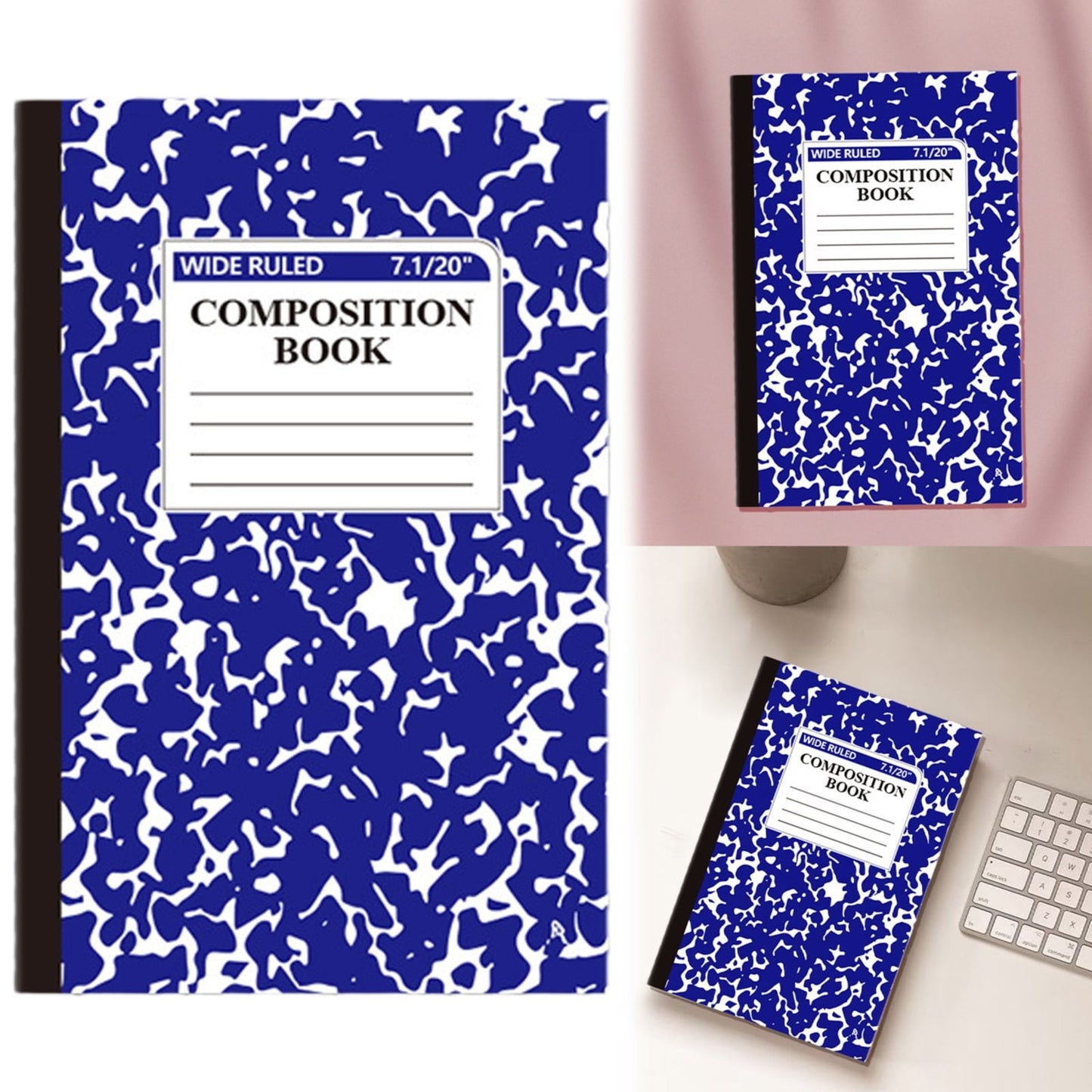 1 Pcs 8 Pastel Colors Office Ruled Composition Books,Composition Notebook, Marble Cover Notepad Lined Cute Journal Notebooks for Office Supplies Notes Taking Writing, 5.5 X 8.27 in(Hot Pink) Dark Blue