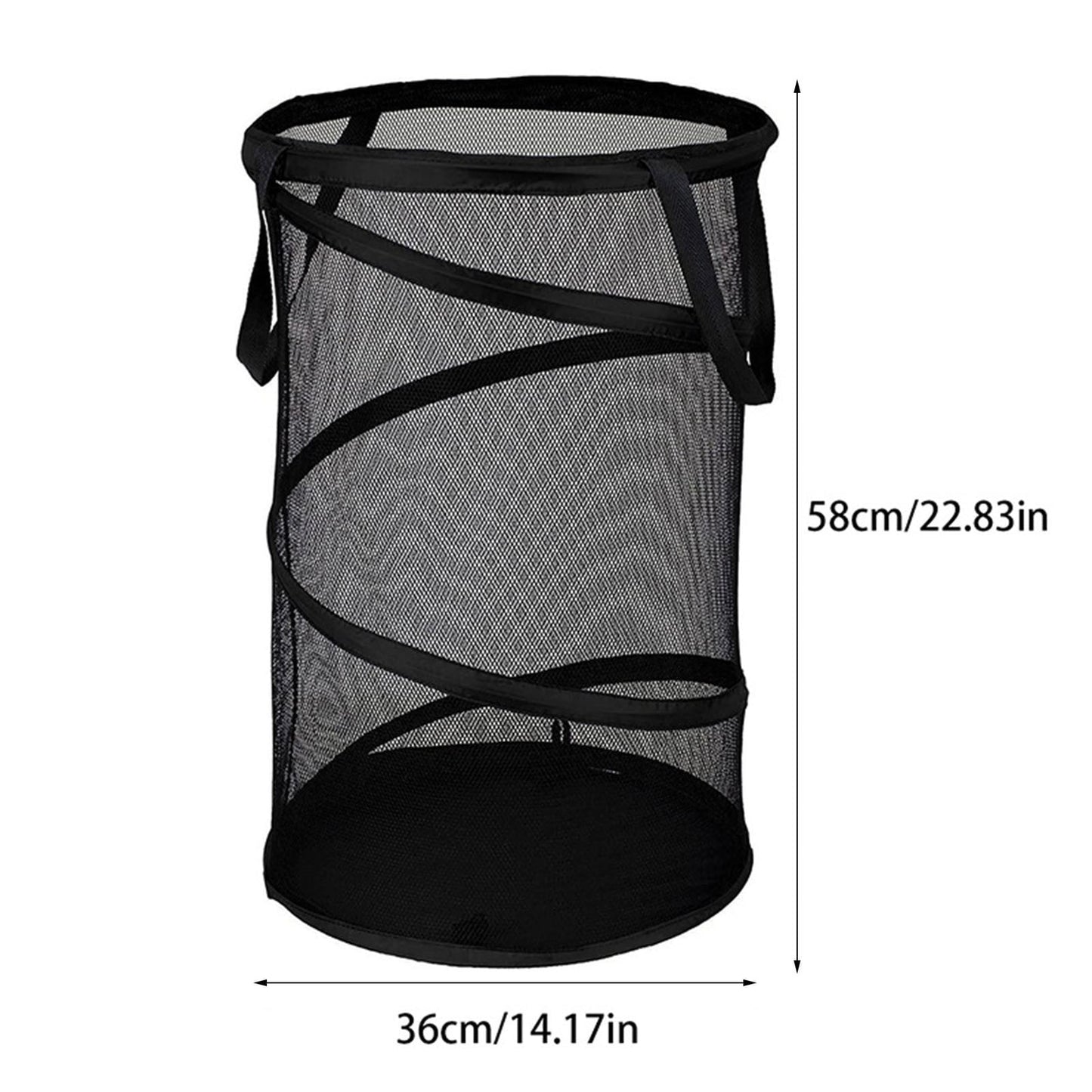Large Collapsible Laundry Basket, Heavy Duty Foldable Mesh Pop Up Hamper with Handles for Laundry Room, Bathroom, WashRoom, College Dorm, Travel, Storage Organizer, 14.17x22.83 14.17" x 22.83" White