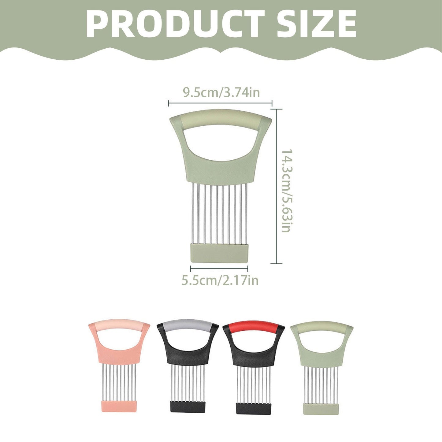 Onion Holder for Slicing Onion, Slice Holder Kitchen Chopper Assistant Tool, Vegetable Cutter with Protective Cover for Tomato, Lemon, Potato, Egg, Food Slice Assistant, Home Kitchen Tool, 2 Pcs 3.74" x 5.63" Green/2 Pcs