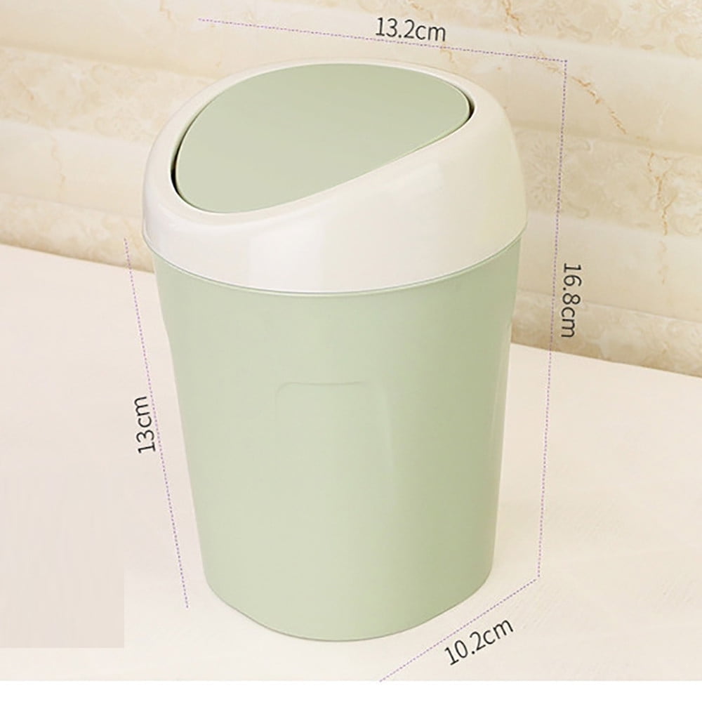 Plastic Mini Trash Can, Heavy Duty Wastebasket with Lid, Tiny Bathroom Trash Can with Swing lid, Small Countertop Waste Basket for Home Office Kitchen Vanity Tabletop (Green) 6.61x4.02x5.20 6.61" x 4.02" x 5.20" Pink