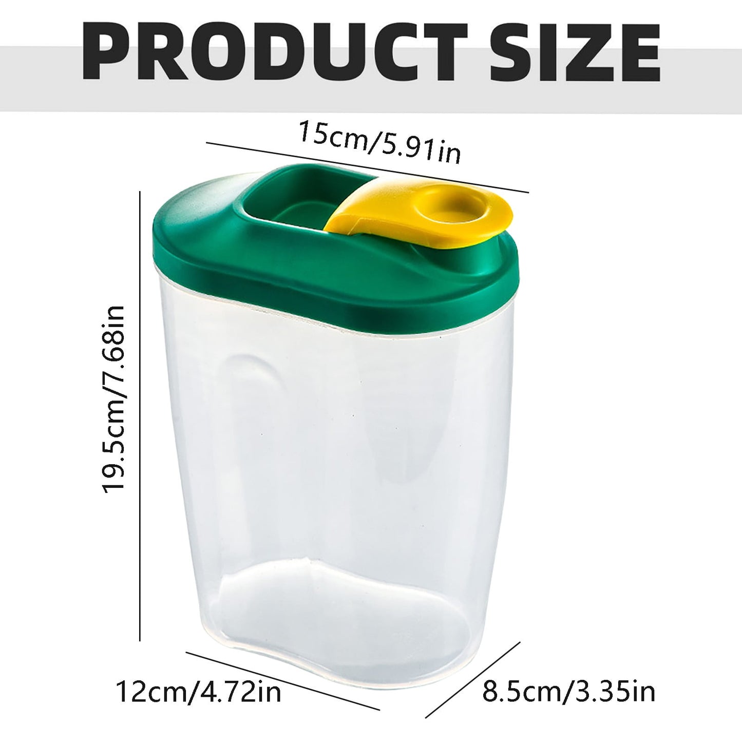 Airtight Storage Container with Lids, Plastic Pet Food Storage Container with Locking Lid,Pet Dog Cat Food Dispenser ,Clear Pet Dog Food Storage Bin Containers for Rice Grain(Green,4.72x7.68") Z1-Green