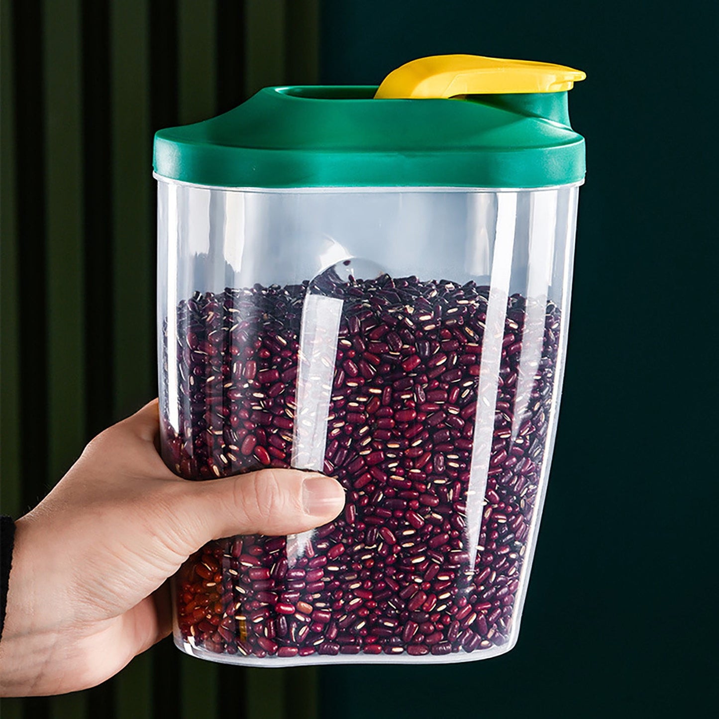 Airtight Storage Container with Lids, Plastic Pet Food Storage Container with Locking Lid,Pet Dog Cat Food Dispenser ,Clear Pet Dog Food Storage Bin Containers for Rice Grain(Green,4.72x7.68") Z2-Clear