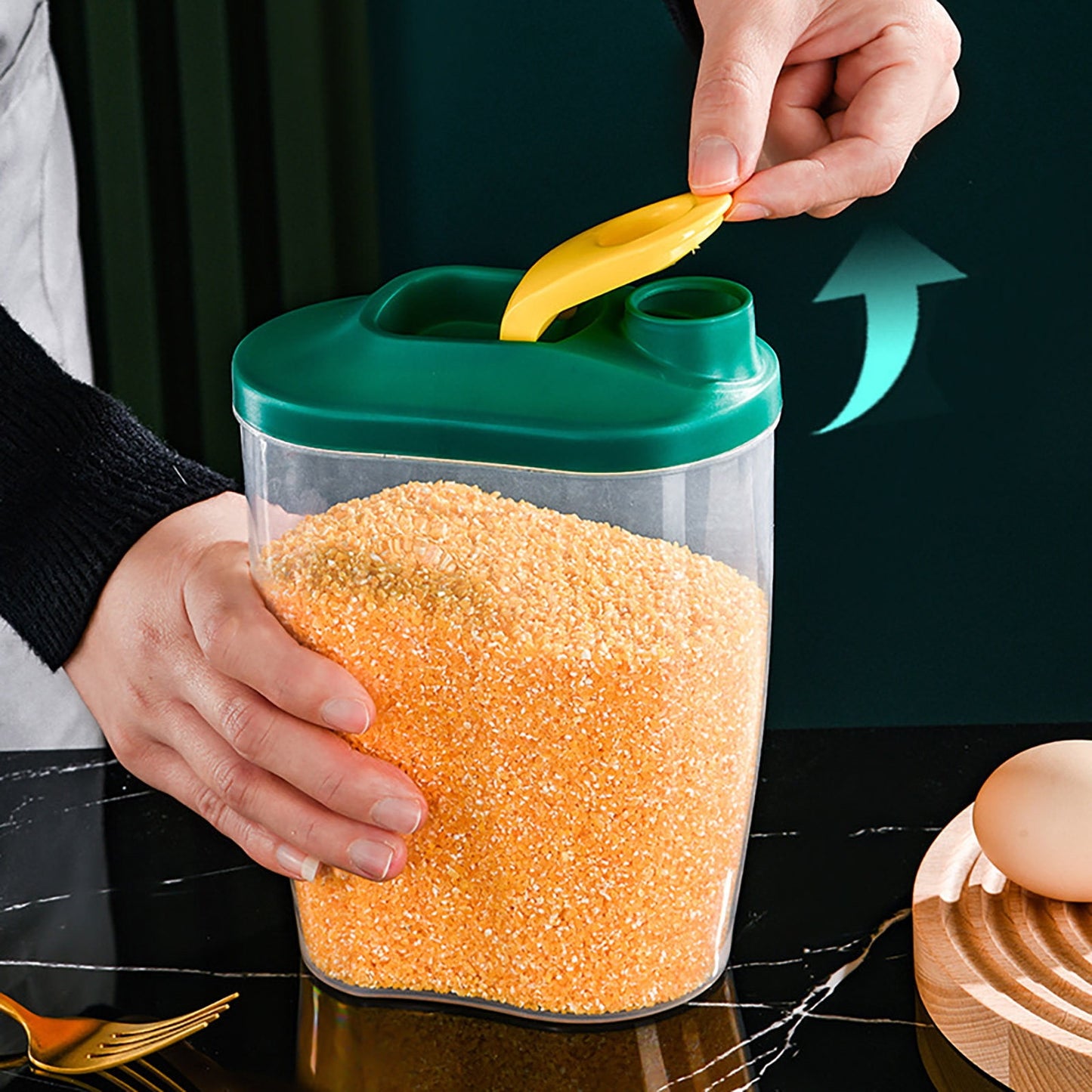 Airtight Storage Container with Lids, Plastic Pet Food Storage Container with Locking Lid,Pet Dog Cat Food Dispenser ,Clear Pet Dog Food Storage Bin Containers for Rice Grain(Green,4.72x7.68") Z2-Green