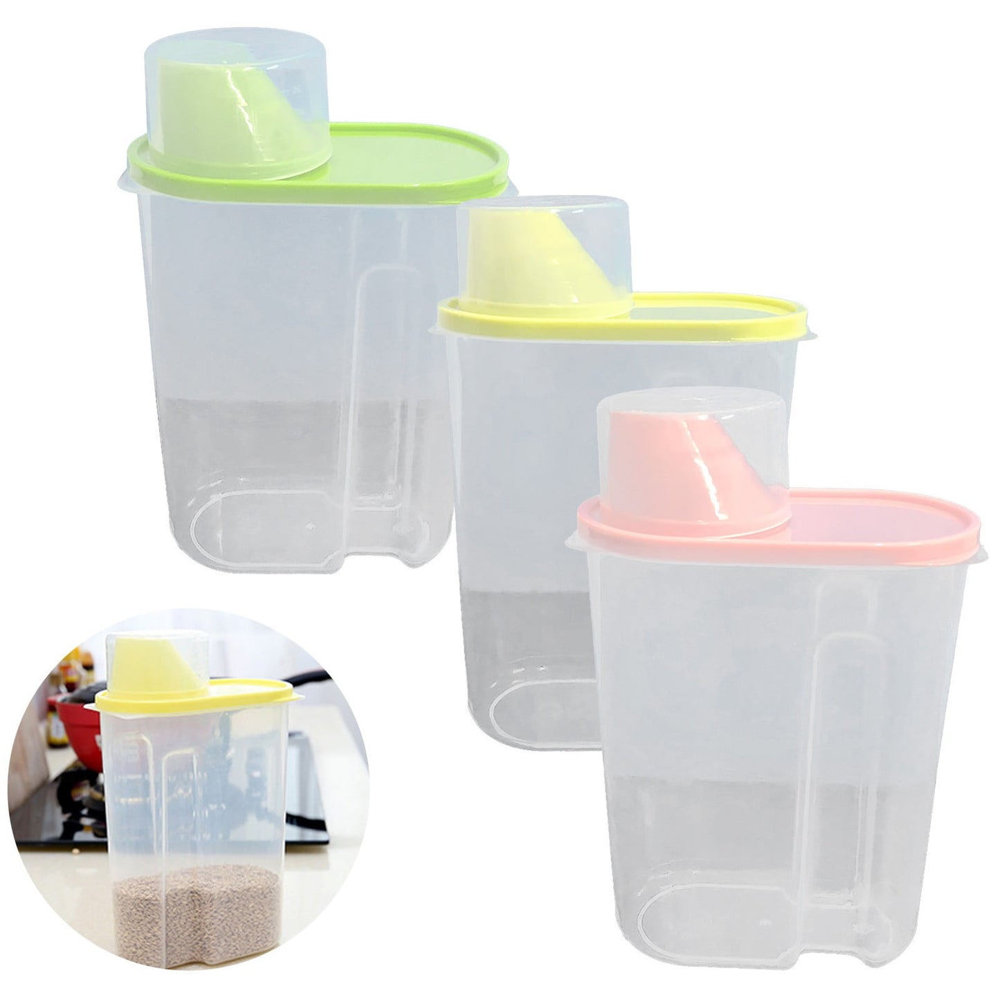 Airtight Storage Container with Lids, Plastic Pet Food Storage Container with Locking Lid,Pet Dog Cat Food Dispenser ,Clear Pet Dog Food Storage Bin Containers for Rice Grain(Green,4.72x7.68") Z3-Pink