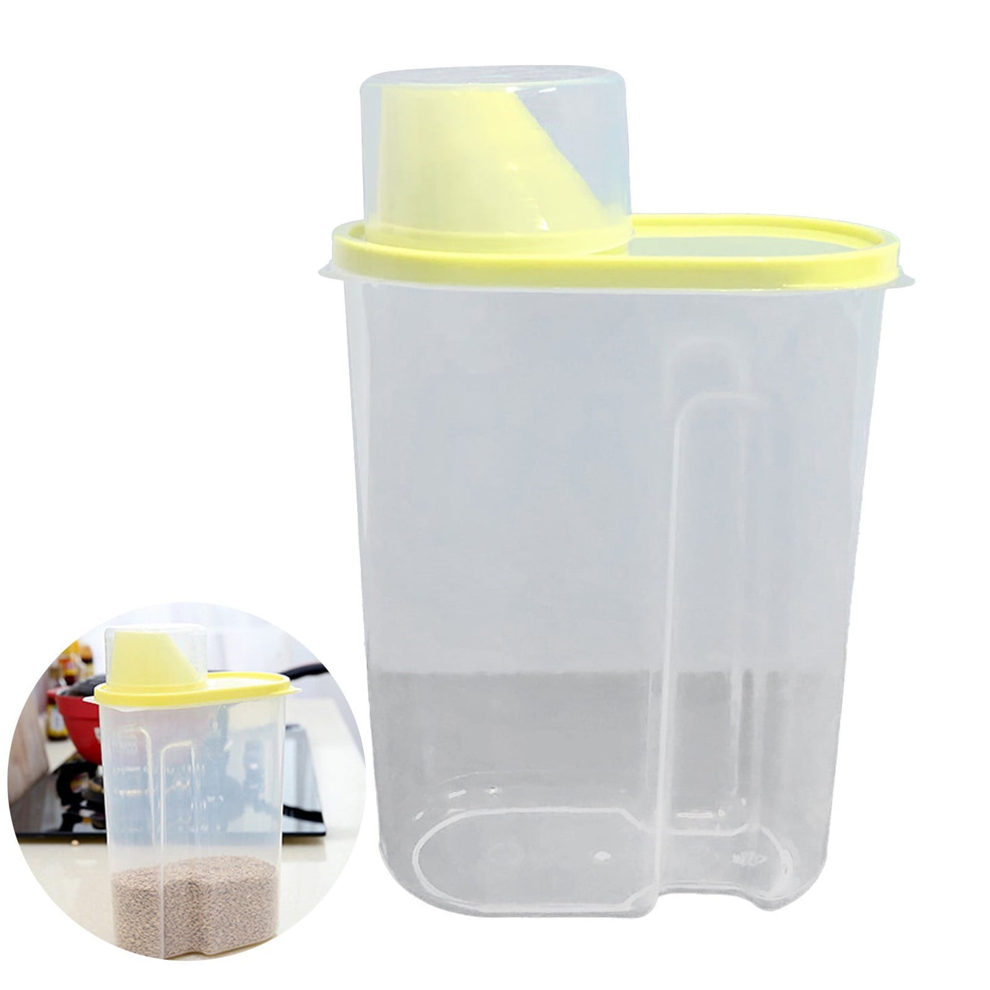 Airtight Storage Container with Lids, Plastic Pet Food Storage Container with Locking Lid,Pet Dog Cat Food Dispenser ,Clear Pet Dog Food Storage Bin Containers for Rice Grain(Green,4.72x7.68") Z3-Yellow