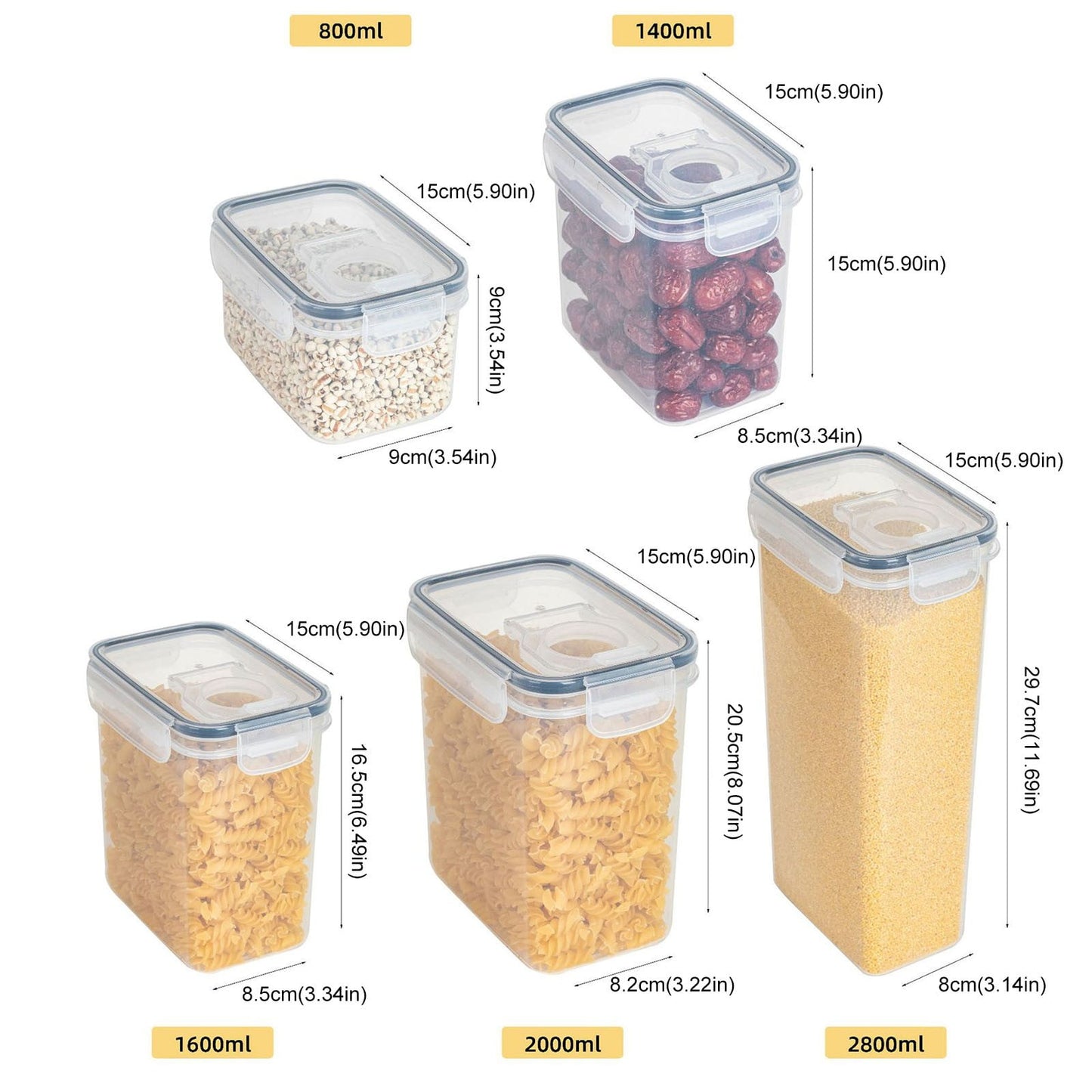 Airtight Storage Container with Lids, Plastic Pet Food Storage Container with Locking Lid,Pet Dog Cat Food Dispenser ,Clear Pet Dog Food Storage Bin Containers for Rice Grain(Green,4.72x7.68") Z5-1400ml