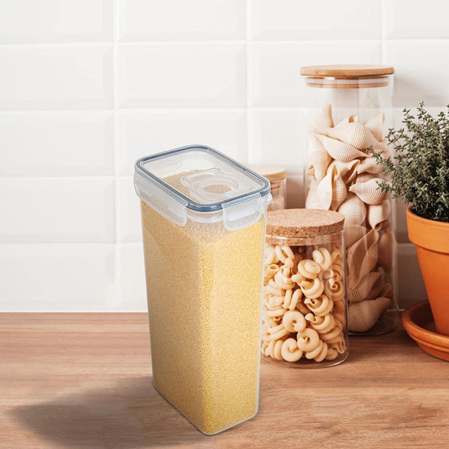 Airtight Storage Container with Lids, Plastic Pet Food Storage Container with Locking Lid,Pet Dog Cat Food Dispenser ,Clear Pet Dog Food Storage Bin Containers for Rice Grain(Green,4.72x7.68") Z5-2800ml