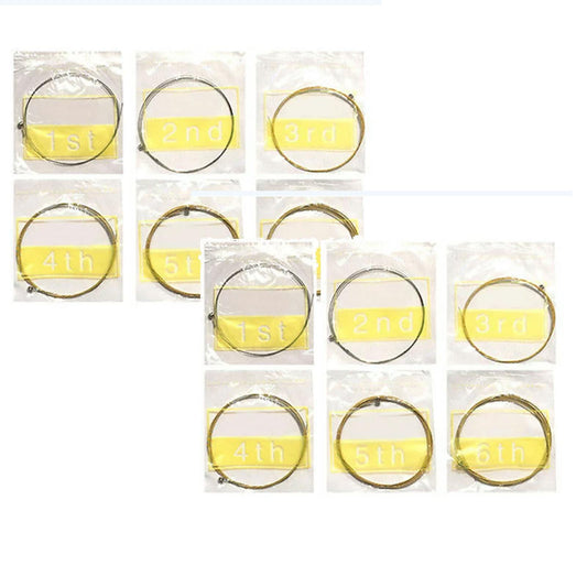 6 Sets Acoustic Guitar Strings,Acoustic Guitar Strings Well Balanced Tone Light Tension Guitar Replacement Steel String Corrosion Resistant Rust-Prevent Guitar String,For Beginners Performers (Gold) Gold(12PC)