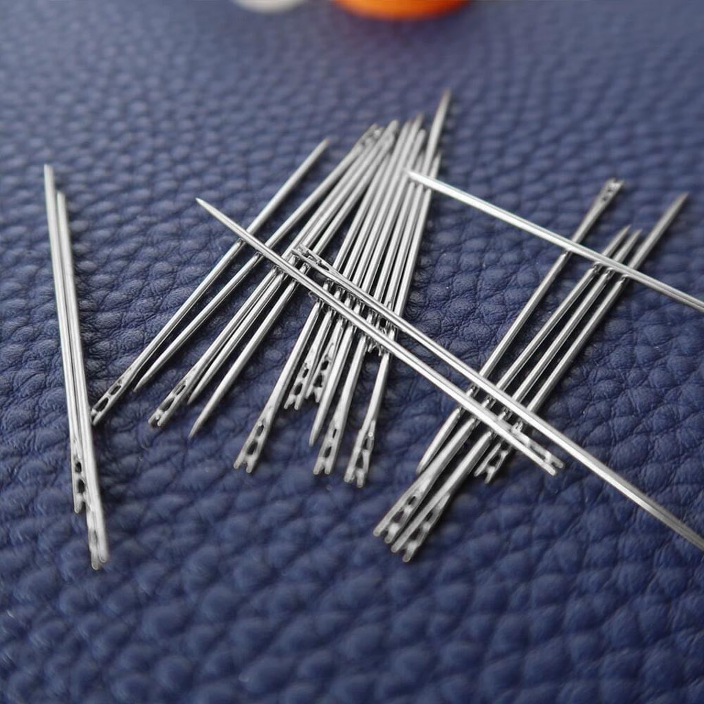 Large Eye Sharp Needles, Self Threading Needles for Hand Sewing, Easy to Thread Big Eye Sewing Needles, Embroidery Needles Blind Needles in 3 Sizes 1.38/1.5/1.65 in for DIY Embroidery Sewing, 12 Pcs Multisize Silver*2 Set