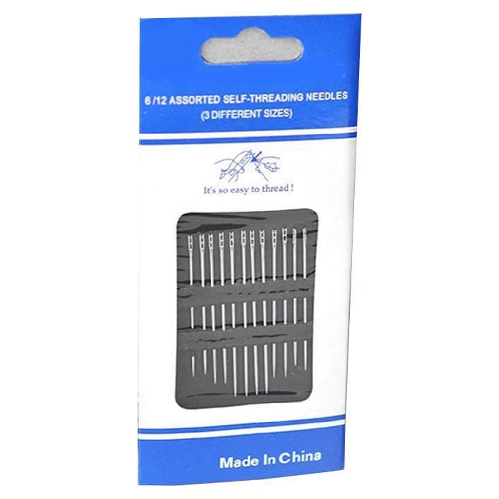 Large Eye Sharp Needles, Self Threading Needles for Hand Sewing, Easy to Thread Big Eye Sewing Needles, Embroidery Needles Blind Needles in 3 Sizes 1.38/1.5/1.65 in for DIY Embroidery Sewing, 12 Pcs Multisize Silver*2 Set